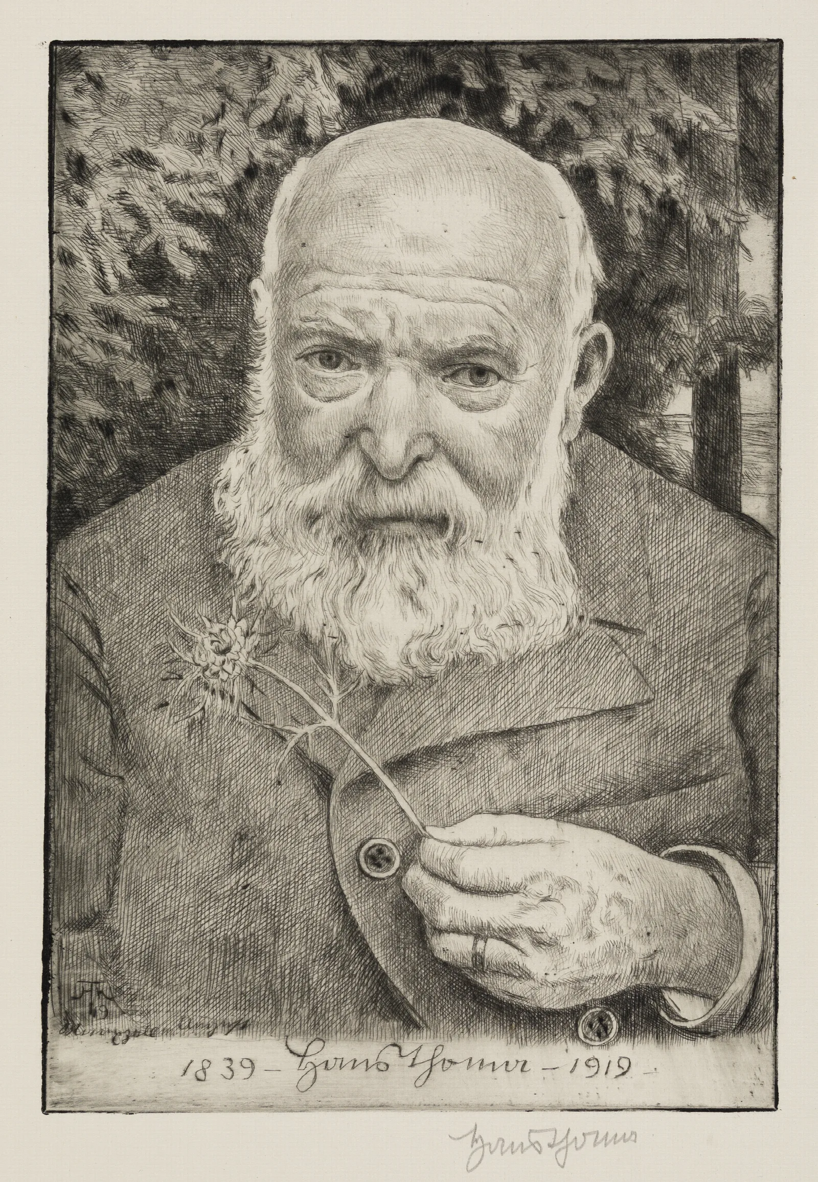 Selbstbildnis Vi Mit Blume Wall Art by Hans Thoma - Canvas Print