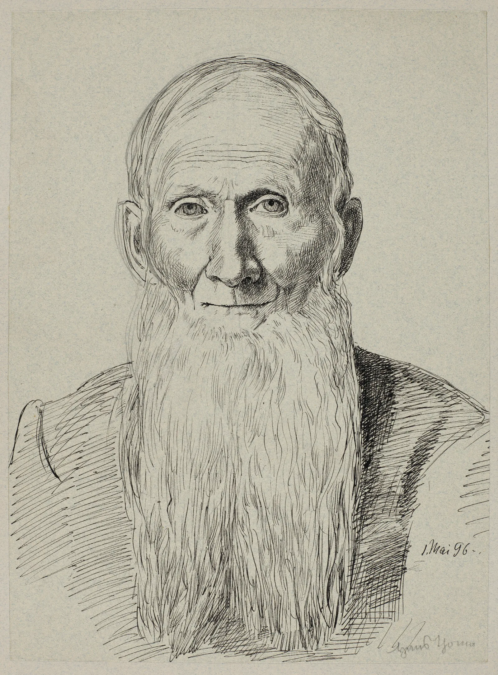 Bust Of An Old Man With A Long Beard Wall Art by Hans Thoma - Canvas Print
