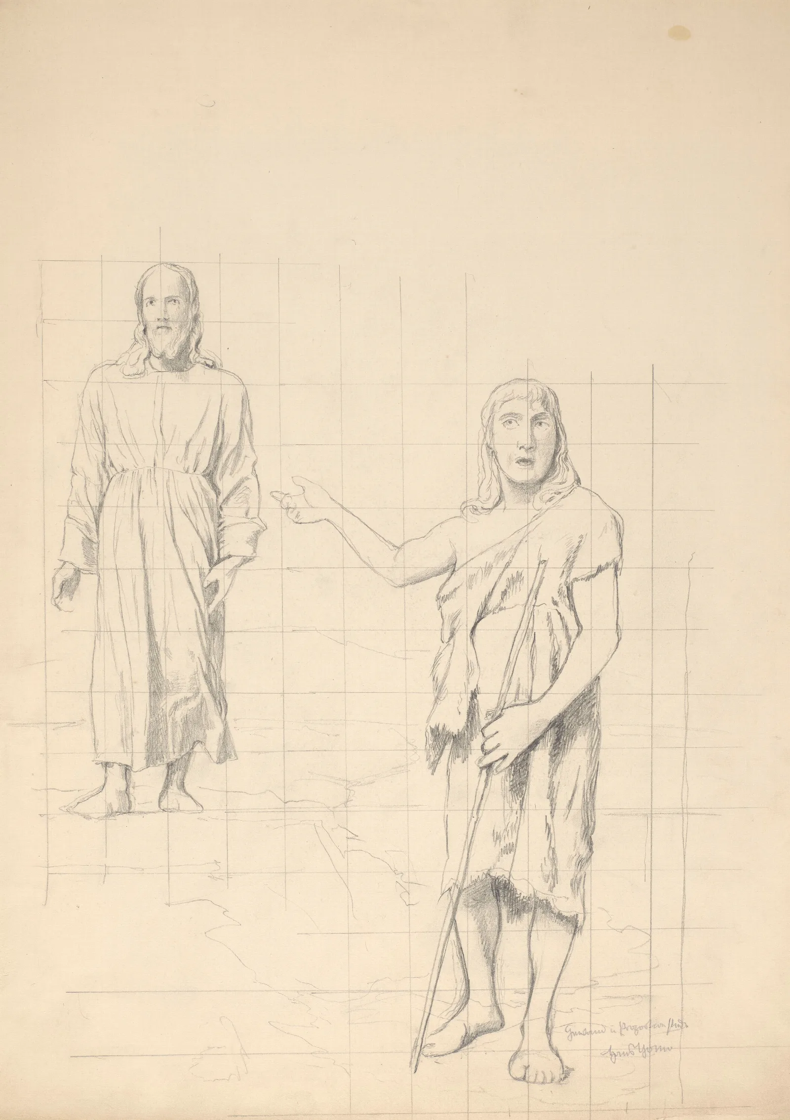 Christ And St John The Baptist Wall Art by Hans Thoma - Canvas Print