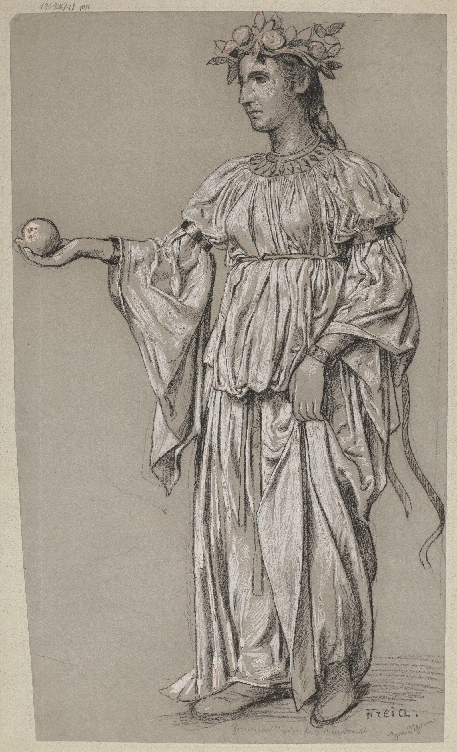 Costume Design For Freyja Wall Art by Hans Thoma - Canvas Print