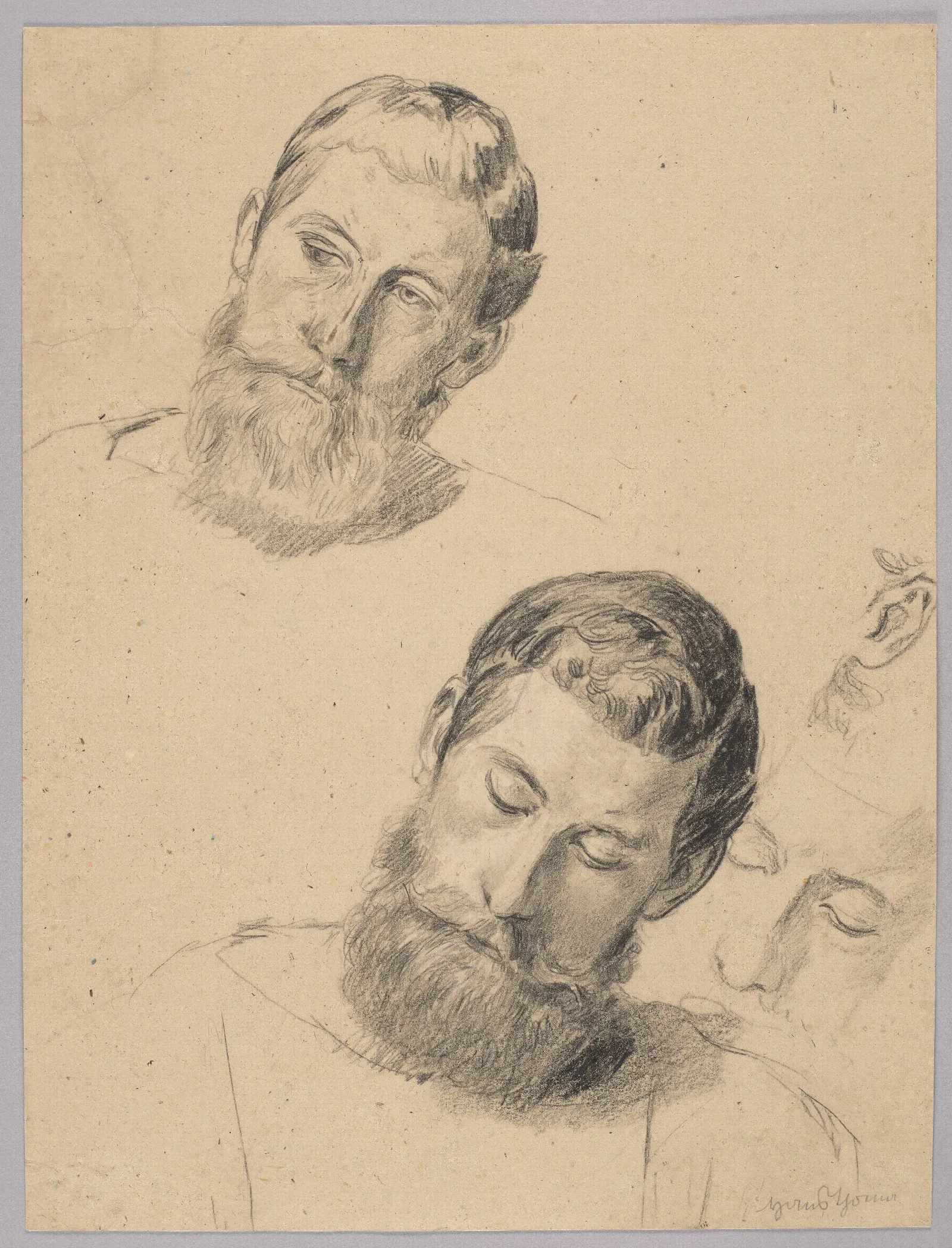 Four Studies Of A Head Of A Bearded Man Wall Art by Hans Thoma - Canvas Print
