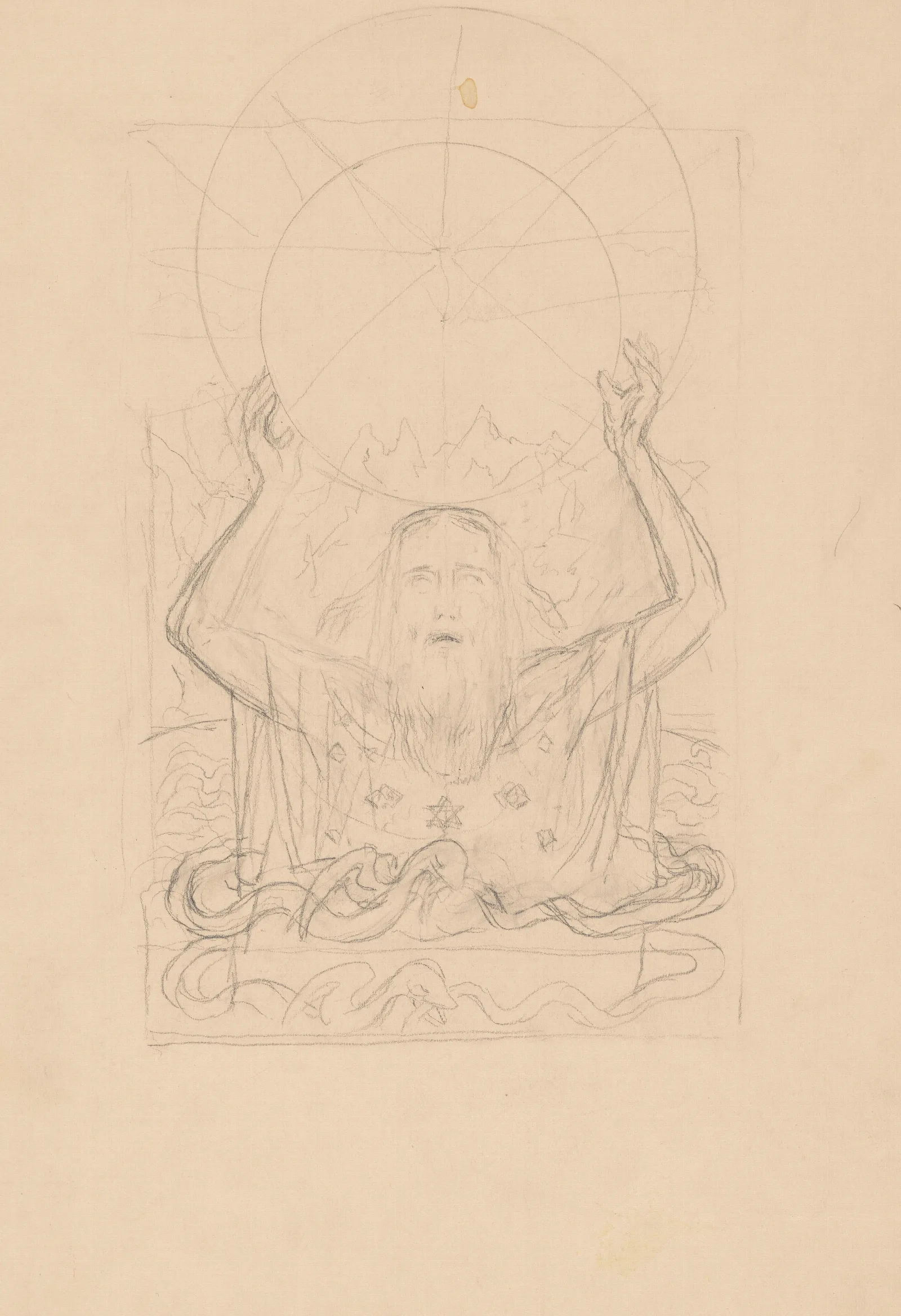 God The Father Holding The Globe Above His Head Wall Art by Hans Thoma - Canvas Print
