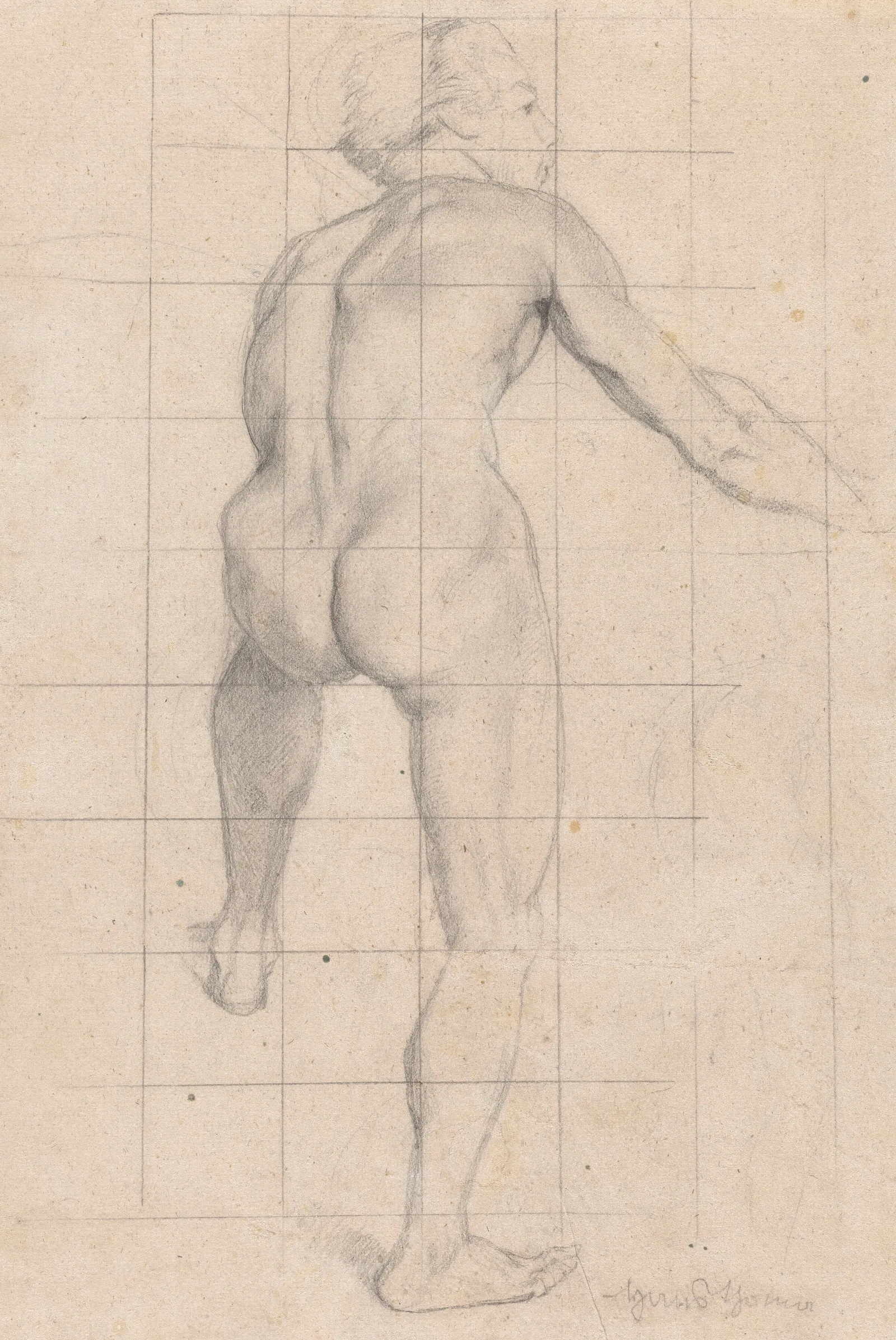 Male Nude From The Back 2 Wall Art by Hans Thoma - Canvas Print