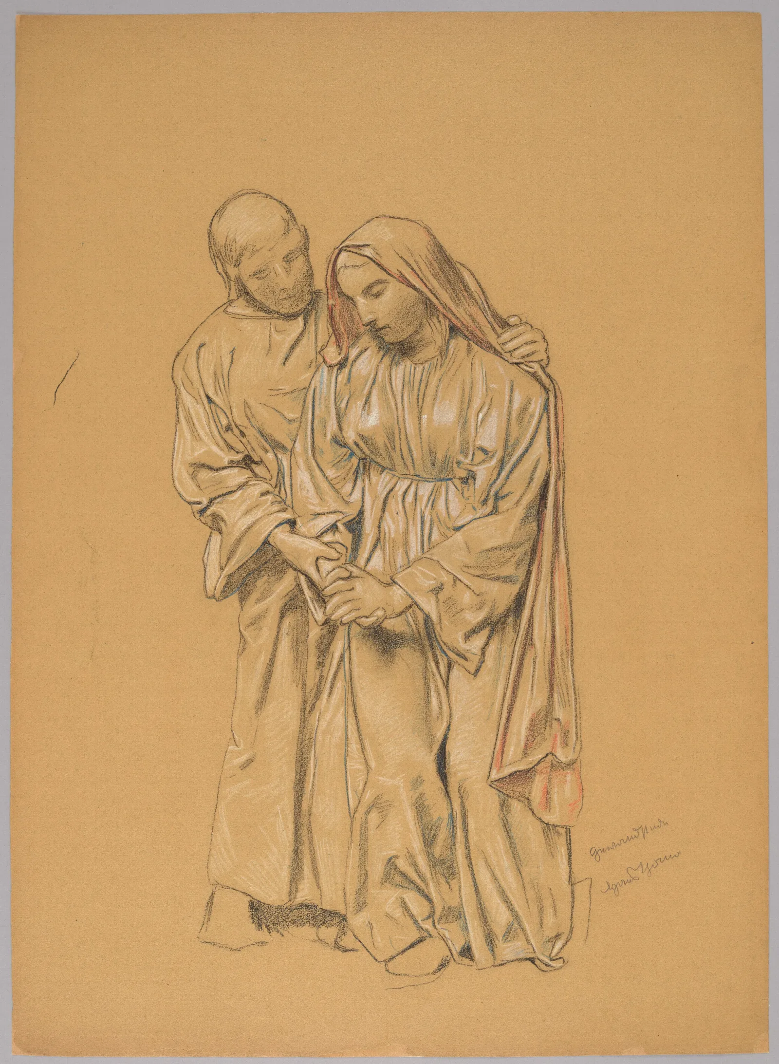 Mary With St John The Evangelist 2 Wall Art by Hans Thoma - Canvas Print