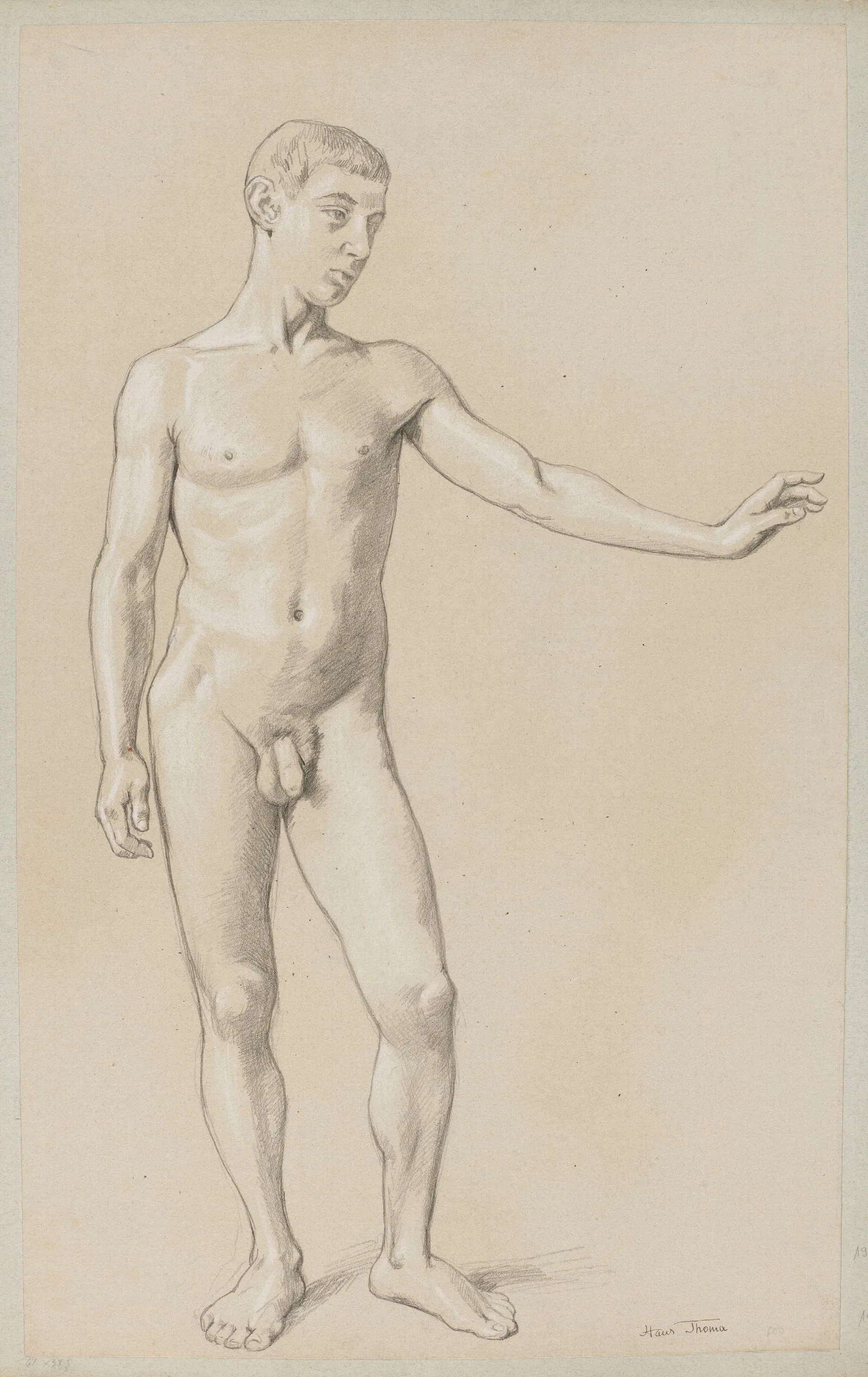 Nude Young Man 2 Wall Art by Hans Thoma - Canvas Print