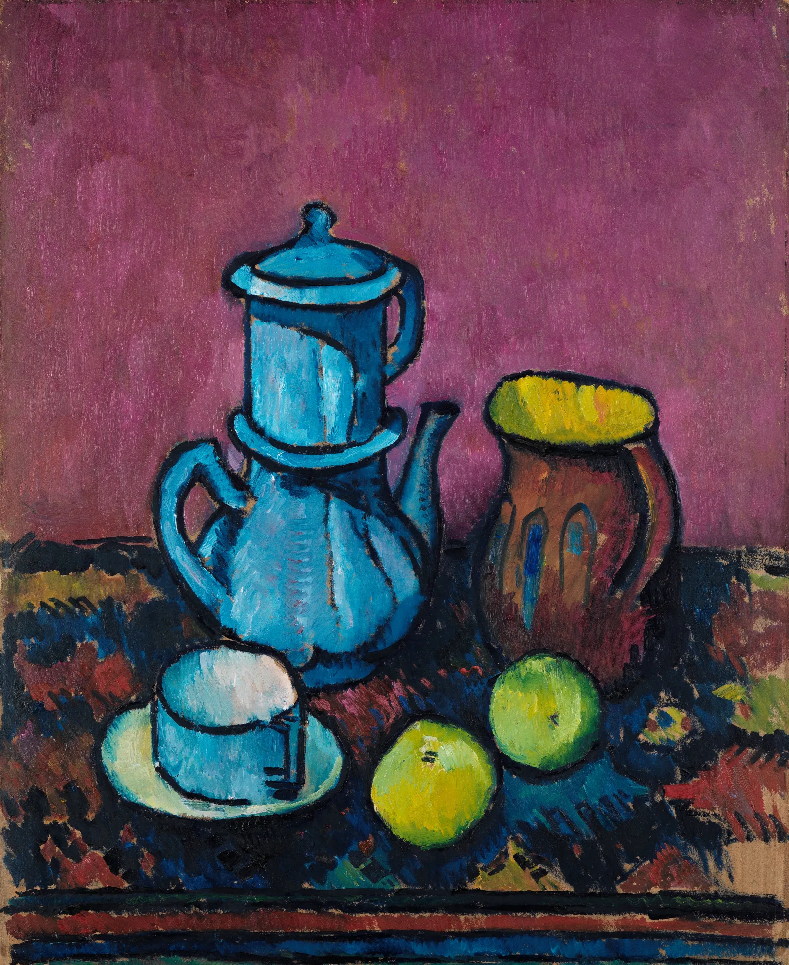 Still Life With Coffee Tableware And Apples Wall Art by Alexander Kanoldt - Canvas Print