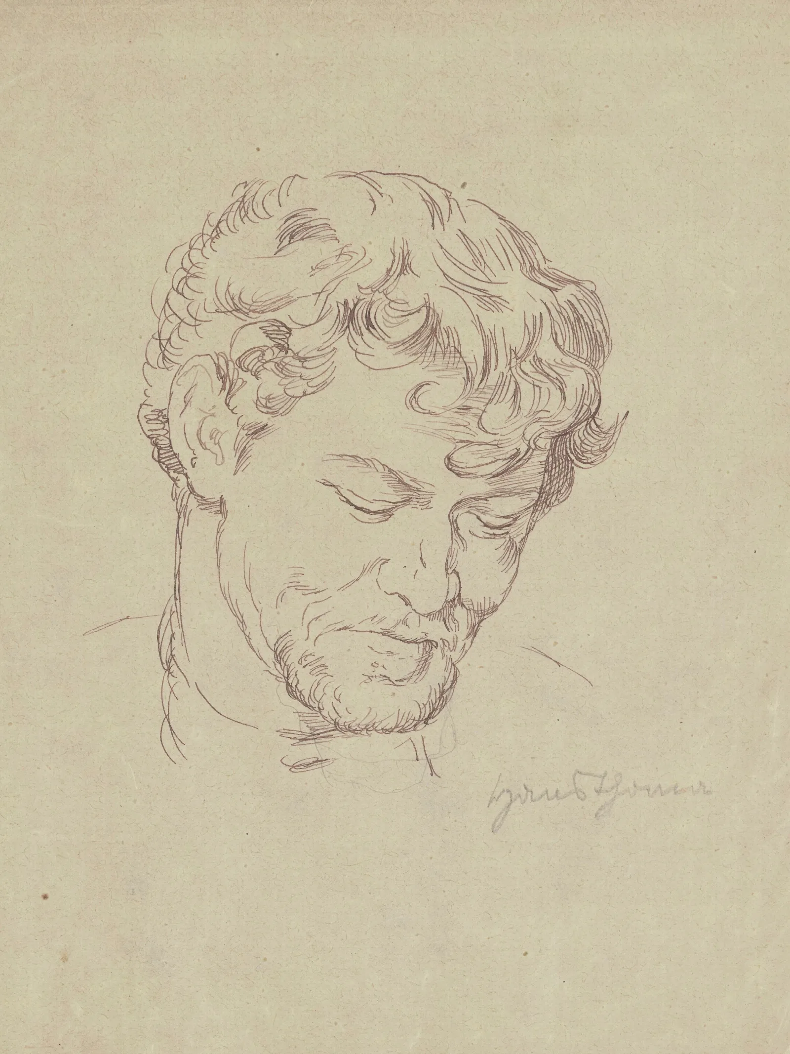 Portrait Study Of A Man With A Beard Wall Art by Hans Thoma - Canvas Print