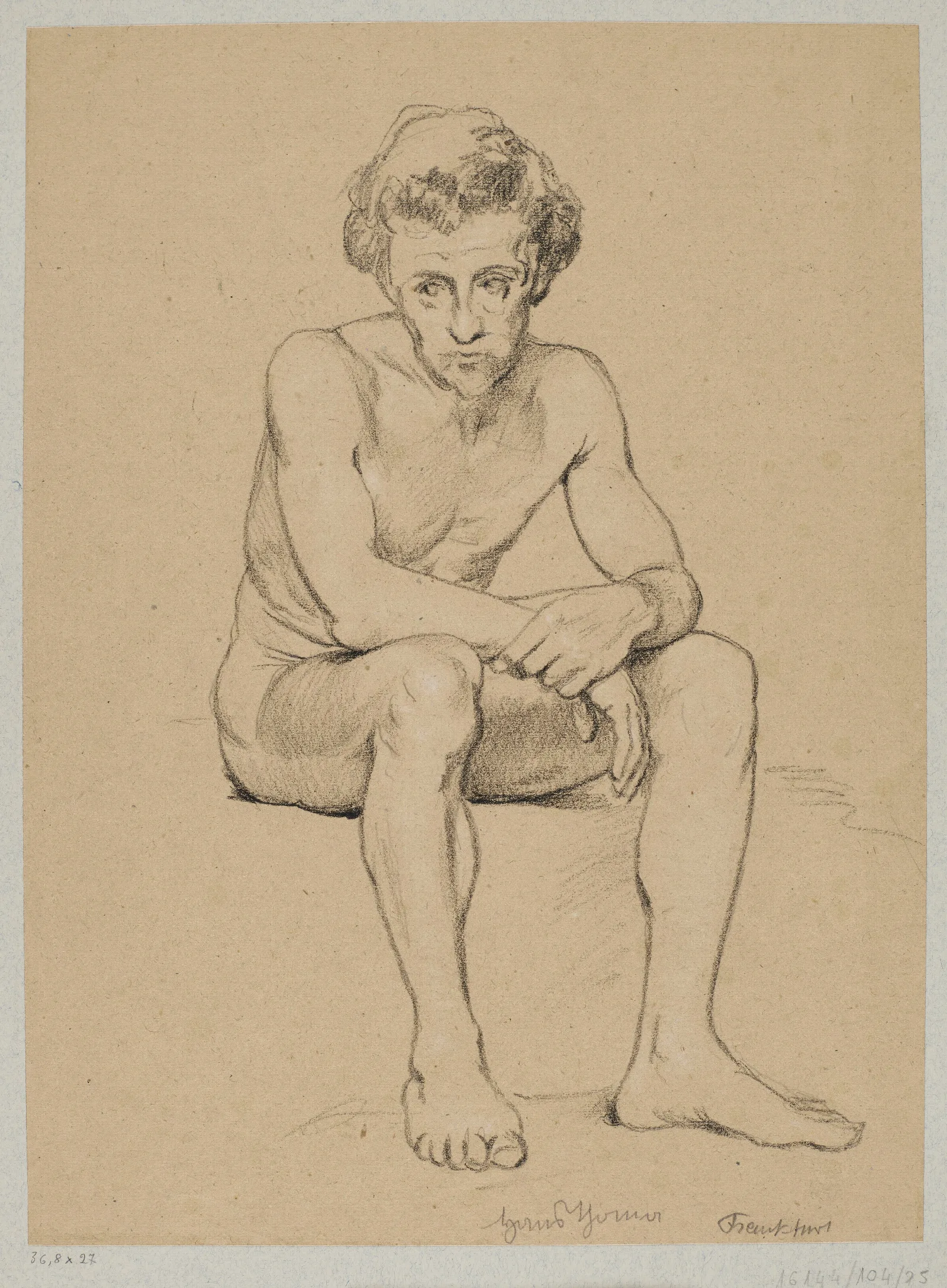 Sitting Male Nude 5 Wall Art by Hans Thoma - Canvas Print