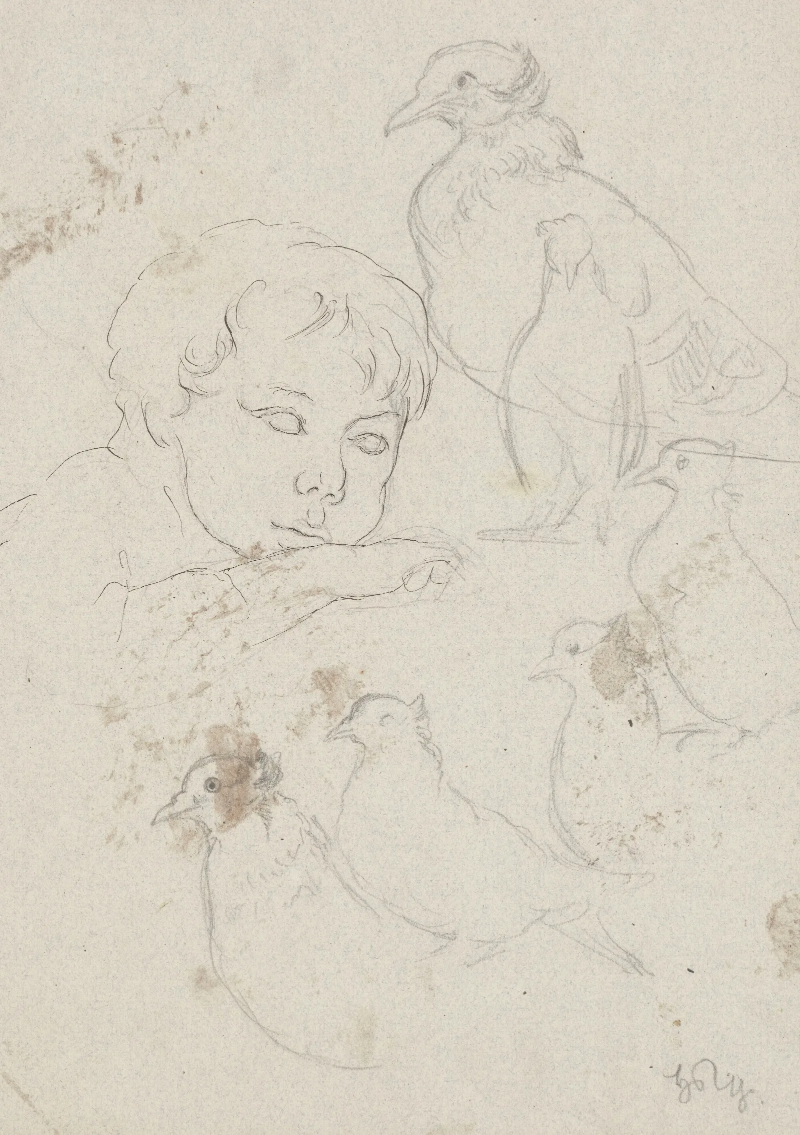Study Of A Boy Resting His Head On His Hand Depicted To The Arms Wall Art by Hans Thoma - Canvas Print