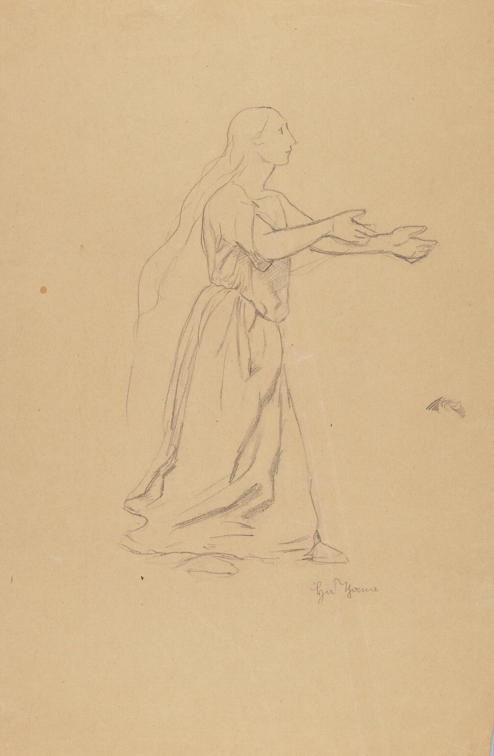 Study Of A Female Figure In A Long Dress Wall Art by Hans Thoma - Canvas Print