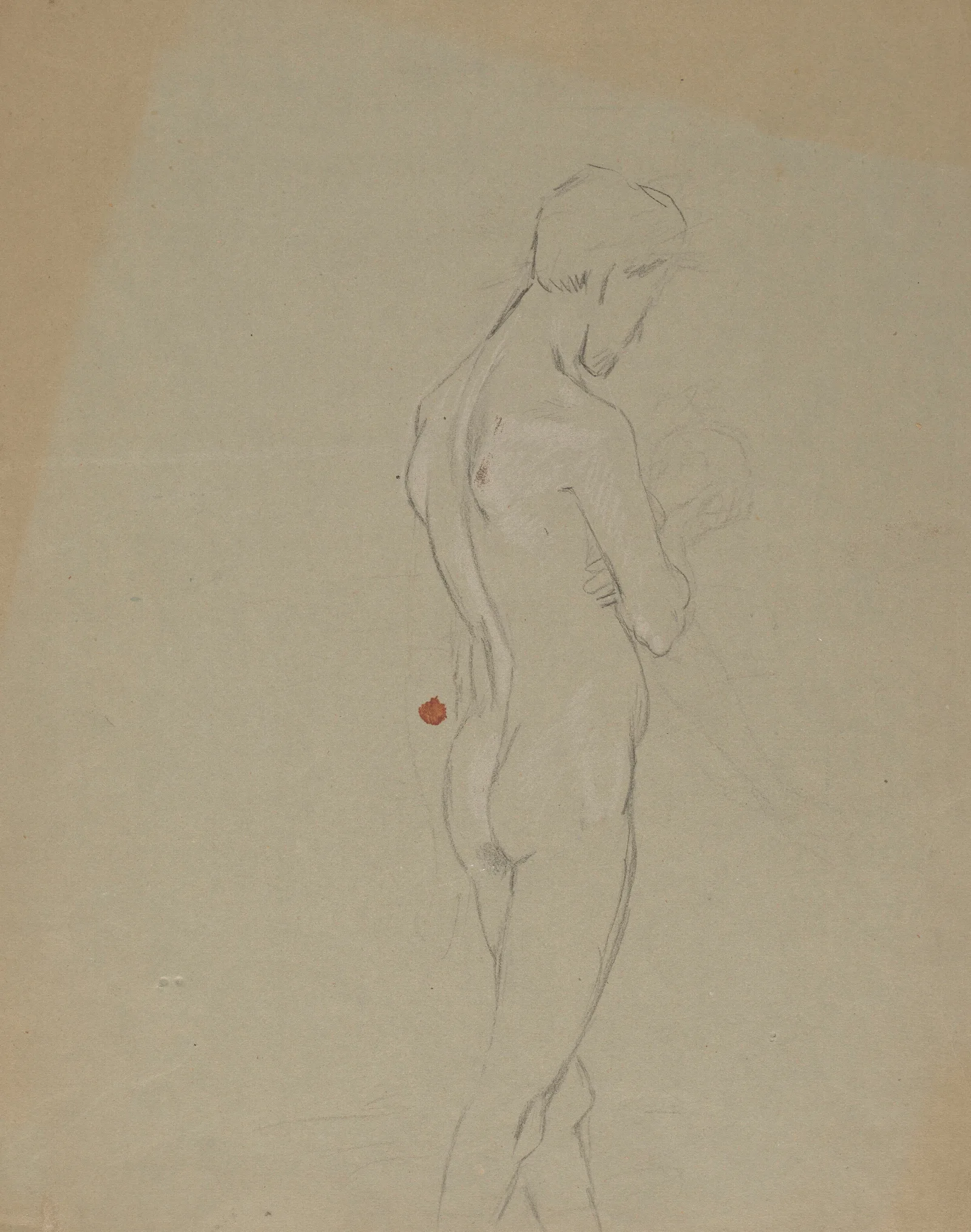Study Of A Nude Man Holding A Skull Wall Art by Hans Thoma - Canvas Print