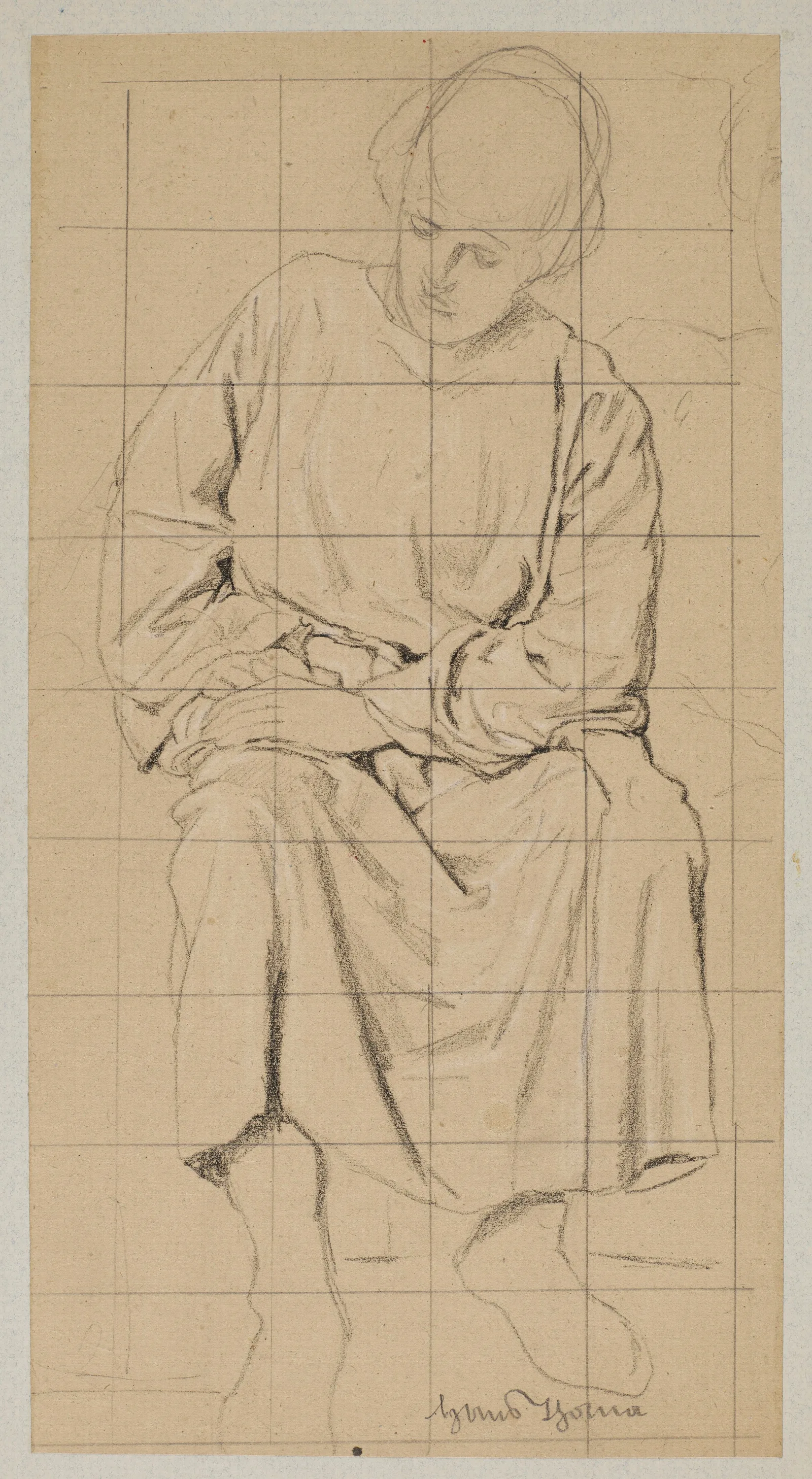 Study Of A Sitting Figure In A Long Robe Wall Art by Hans Thoma - Canvas Print