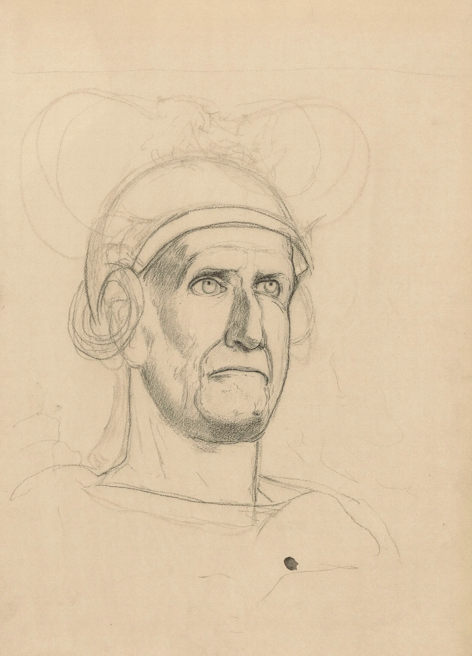 Study Of A Warriors Head In A Helmet Wall Art by Hans Thoma - Canvas Print