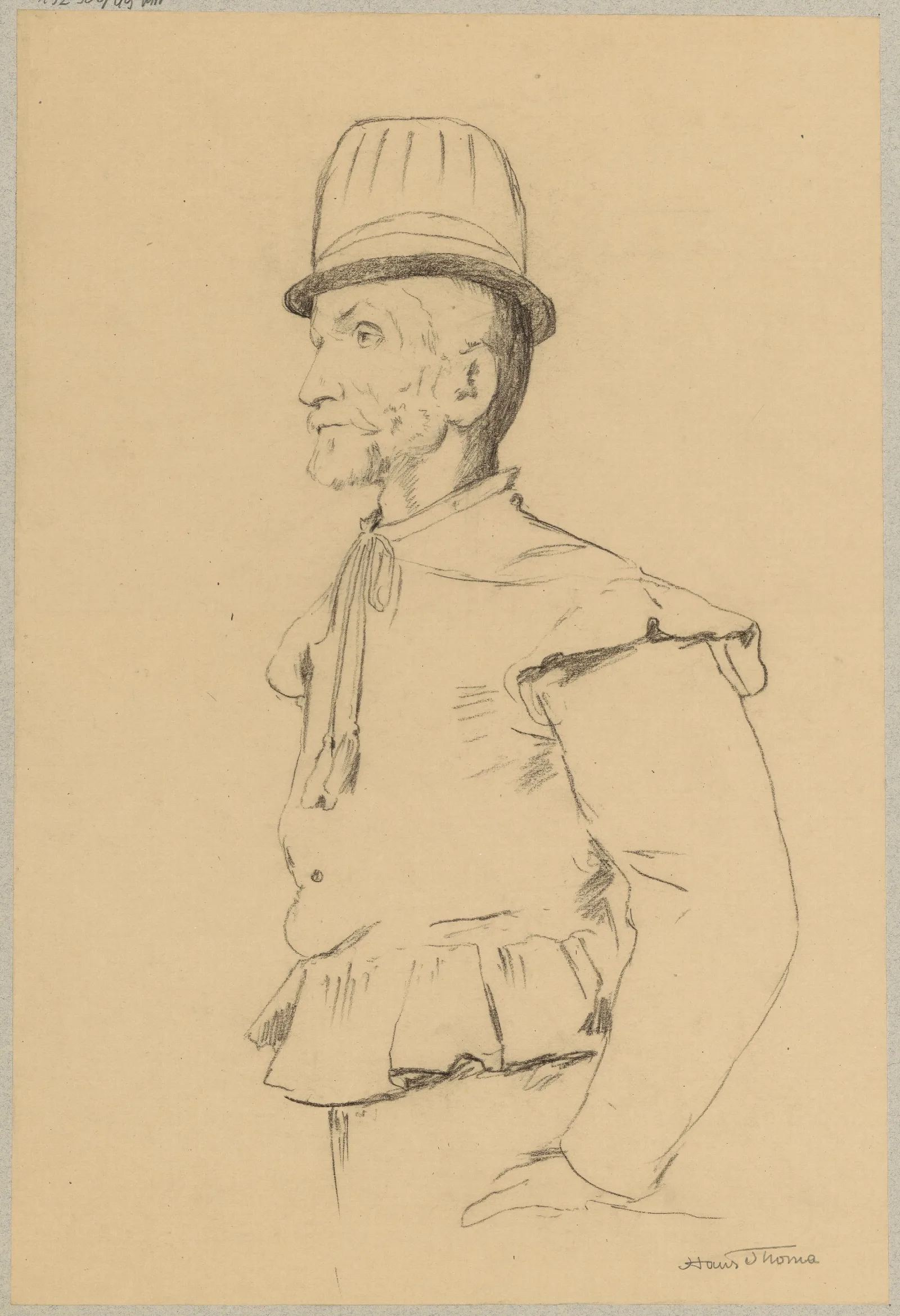 Study Of An Old Man In Historic Dress Wall Art by Hans Thoma - Canvas Print
