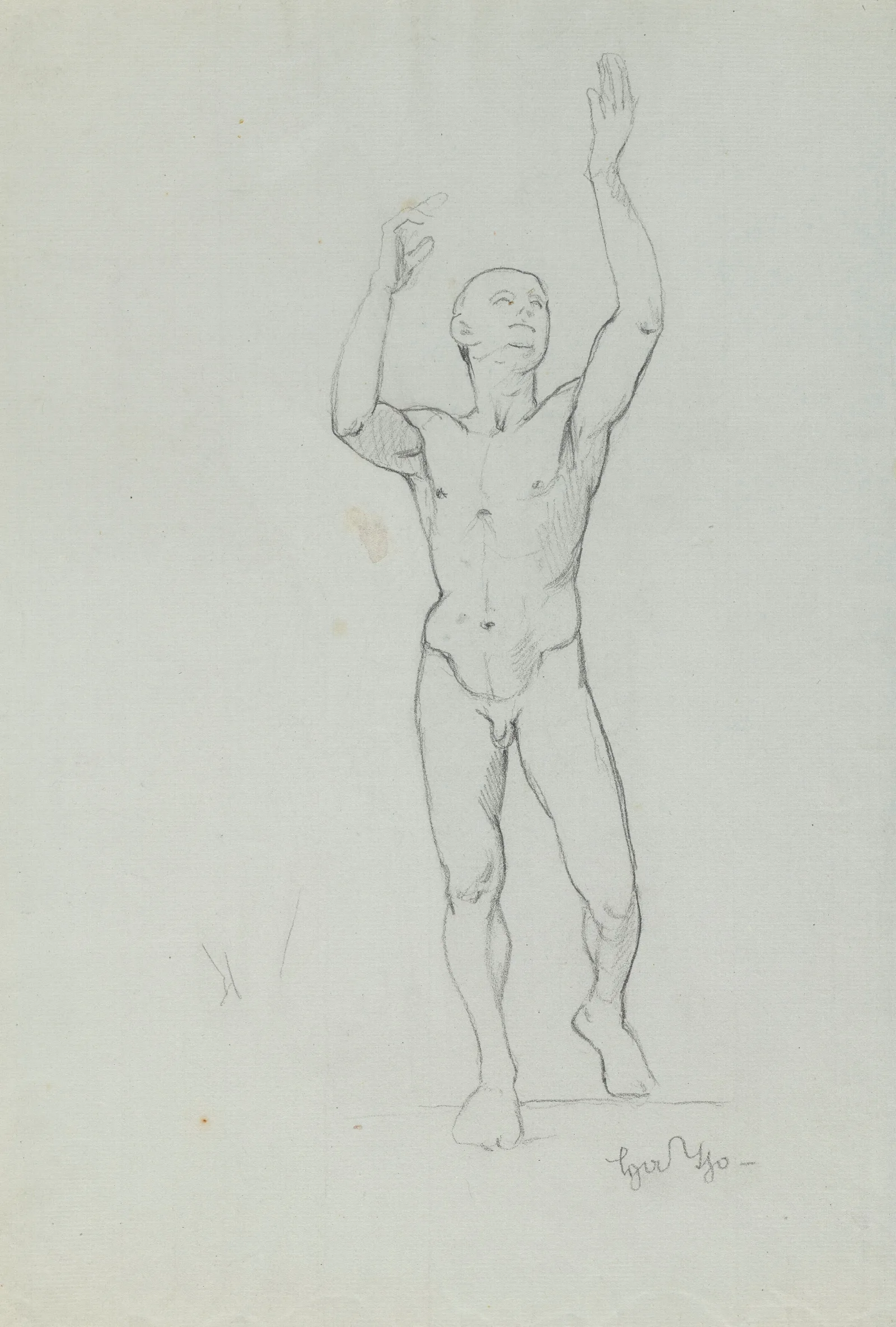 Study Of Male Nude 13 Wall Art by Hans Thoma - Canvas Print