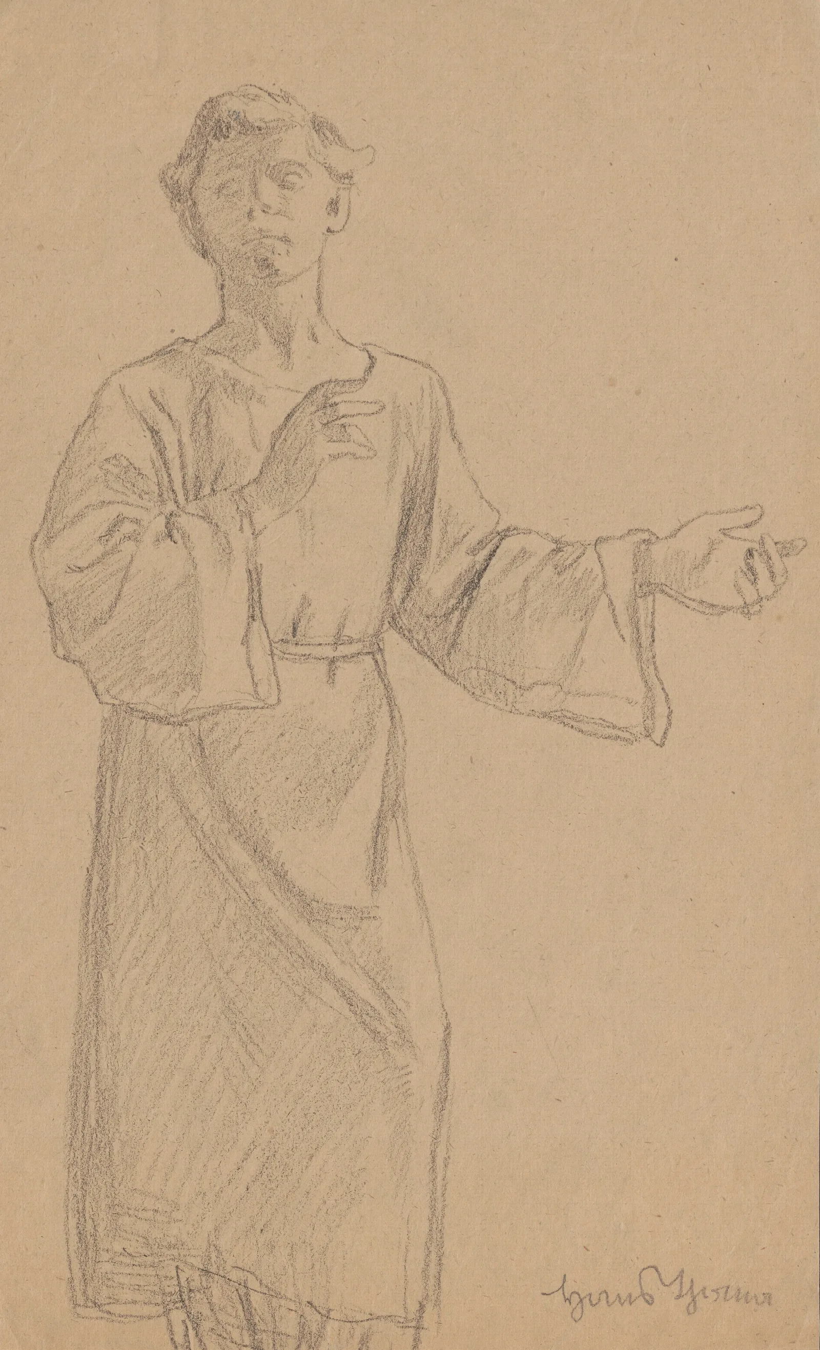 Study Of The Figure Of A Sitting Man In A Long Robe Wall Art by Hans Thoma - Canvas Print