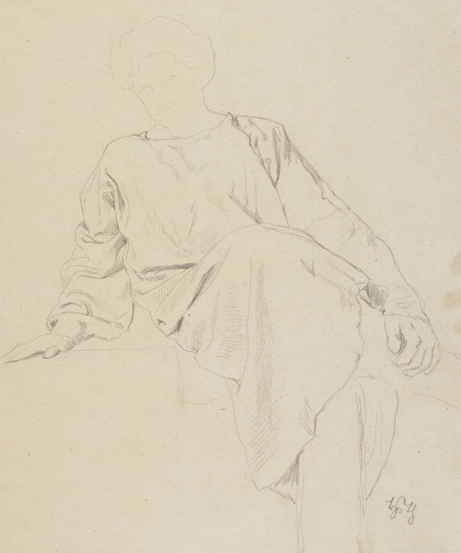Study Of The Figure Of A Sitting Man In A Tunic Wall Art by Hans Thoma - Canvas Print
