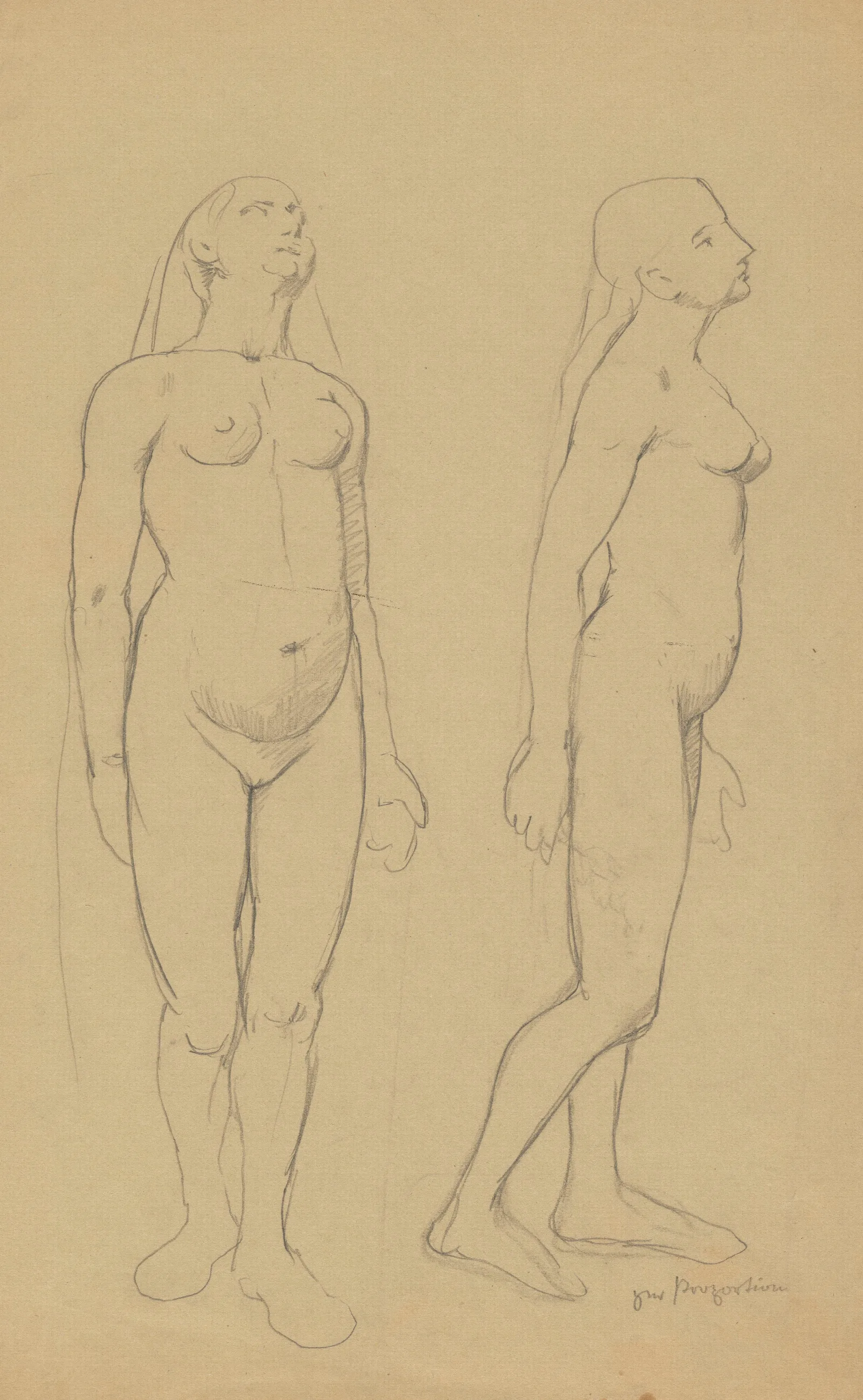 Two Female Nude Studies Wall Art by Hans Thoma - Canvas Print