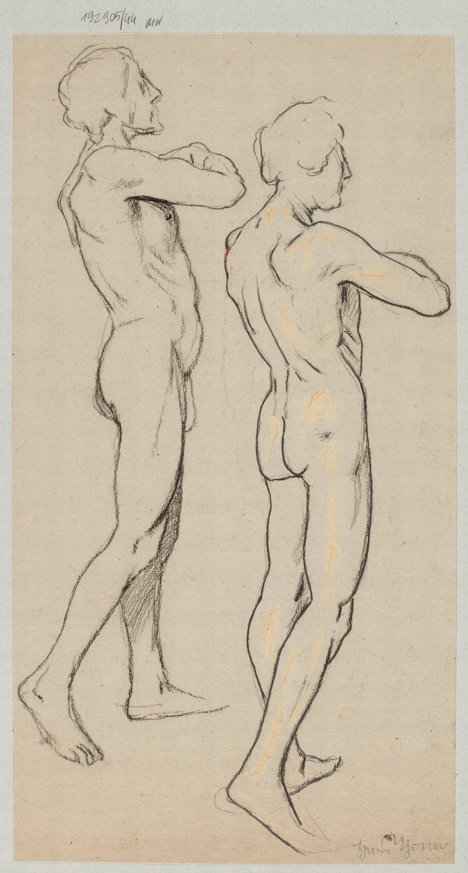 Two Male Nudes 7 Wall Art by Hans Thoma - Canvas Print