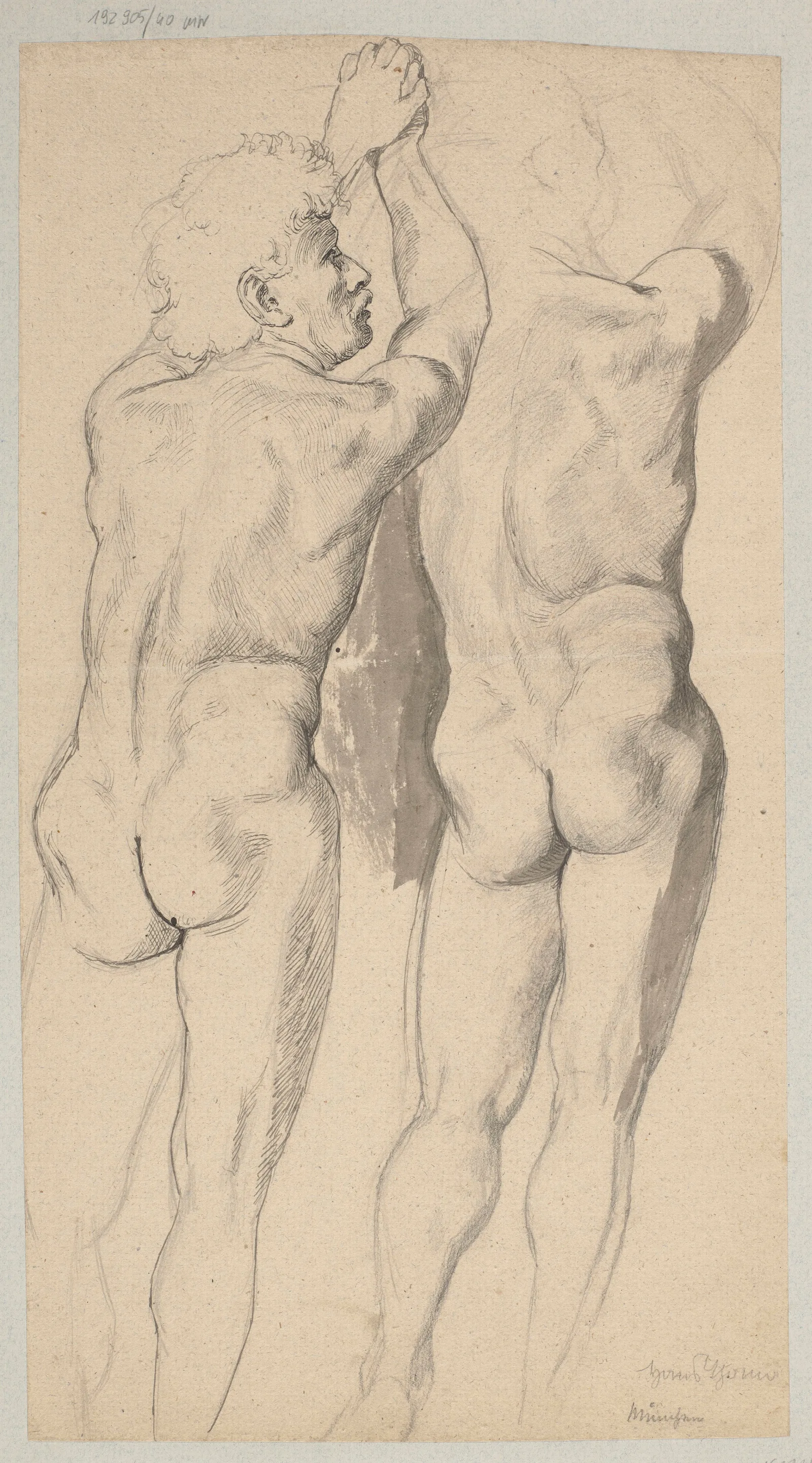 Two Studies Of A Male Nude Wall Art by Hans Thoma - Canvas Print