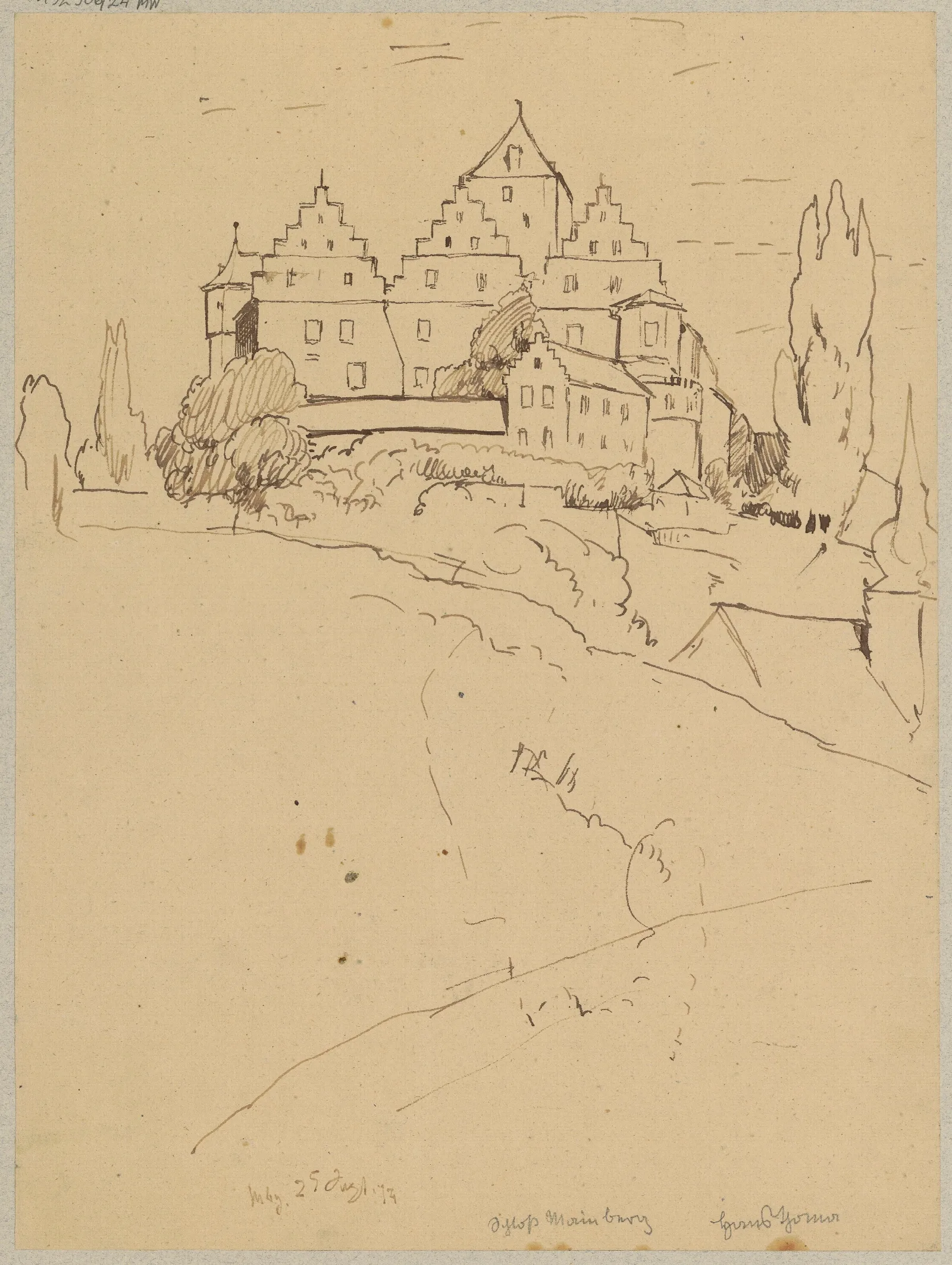 View Of A Mediaeval Castle In Mainberg Near Schweinfurt Wall Art by Hans Thoma - Canvas Print