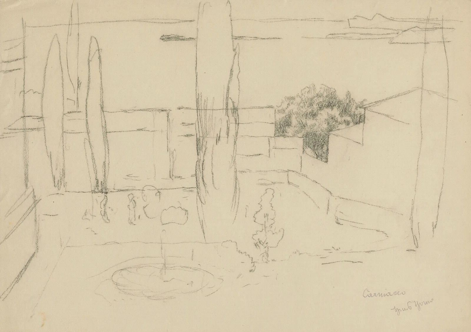 View Of An Italian Garden With A Fountain Wall Art by Hans Thoma - Canvas Print