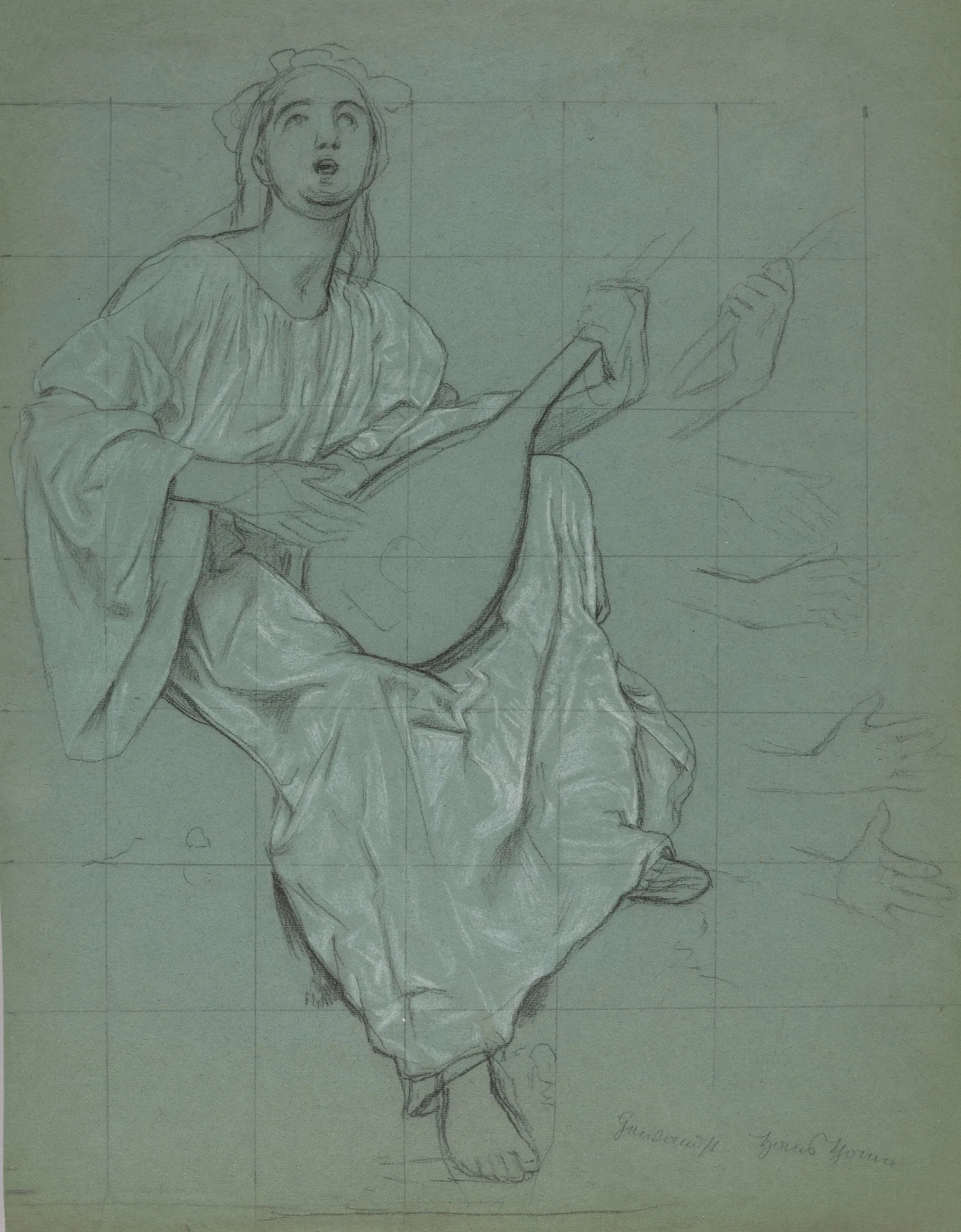 Woman Playing The Lute 3 Wall Art by Hans Thoma - Canvas Print
