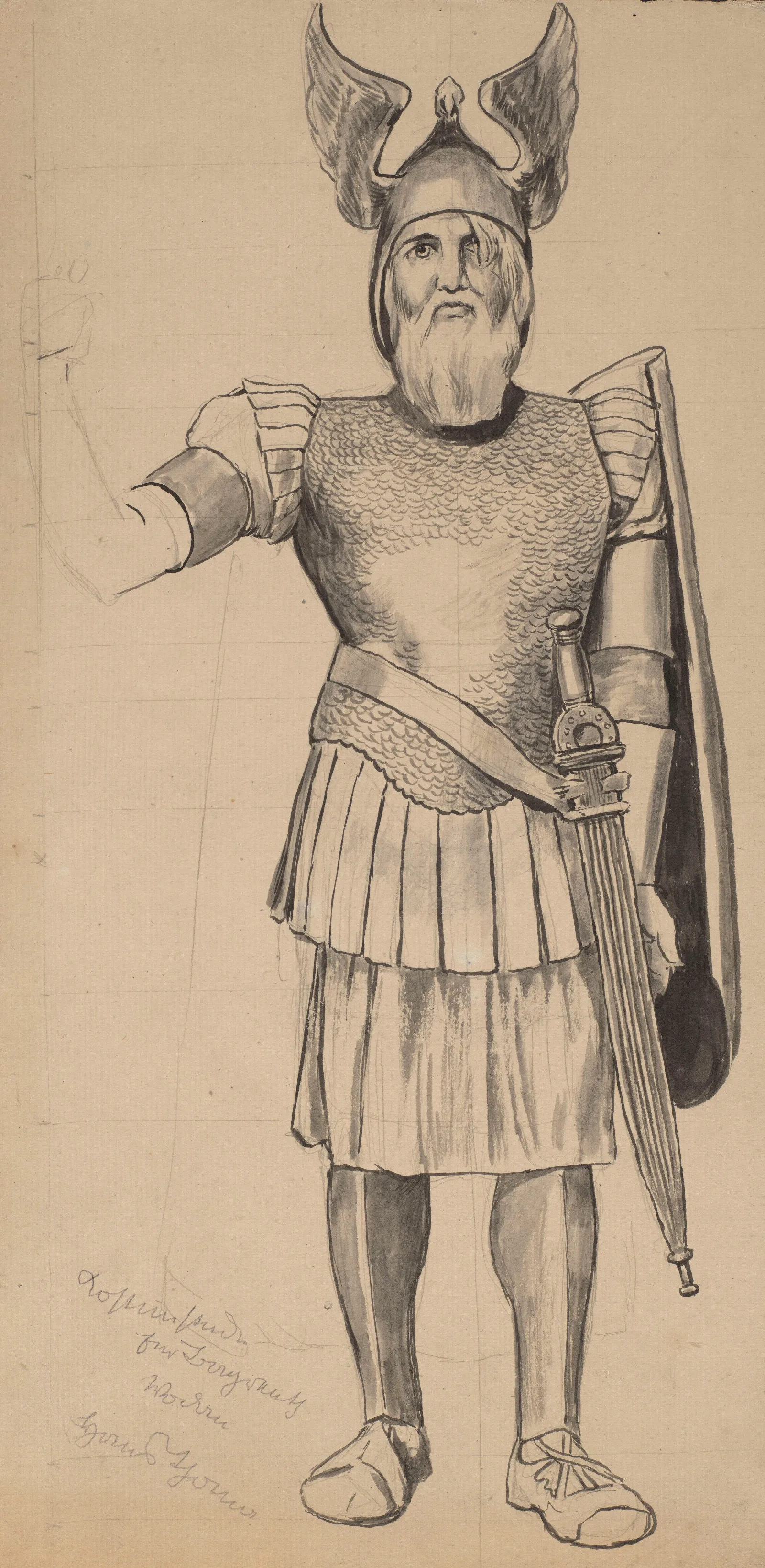 Wotan As The God Of War Costume Design 2 Wall Art by Hans Thoma - Canvas Print