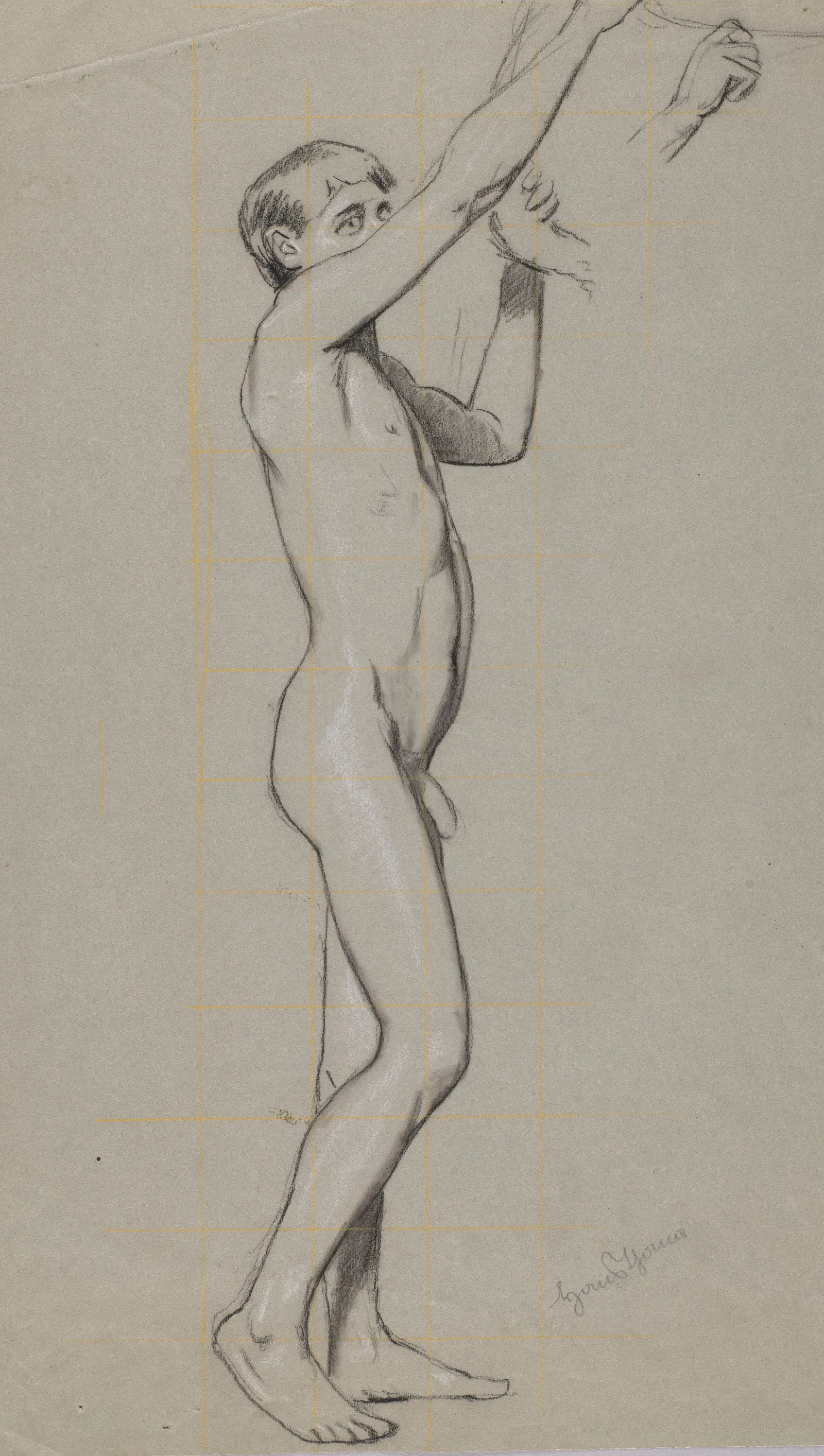 Young Male Nude Sketch Of A Clenched Fist Wall Art by Hans Thoma - Canvas Print