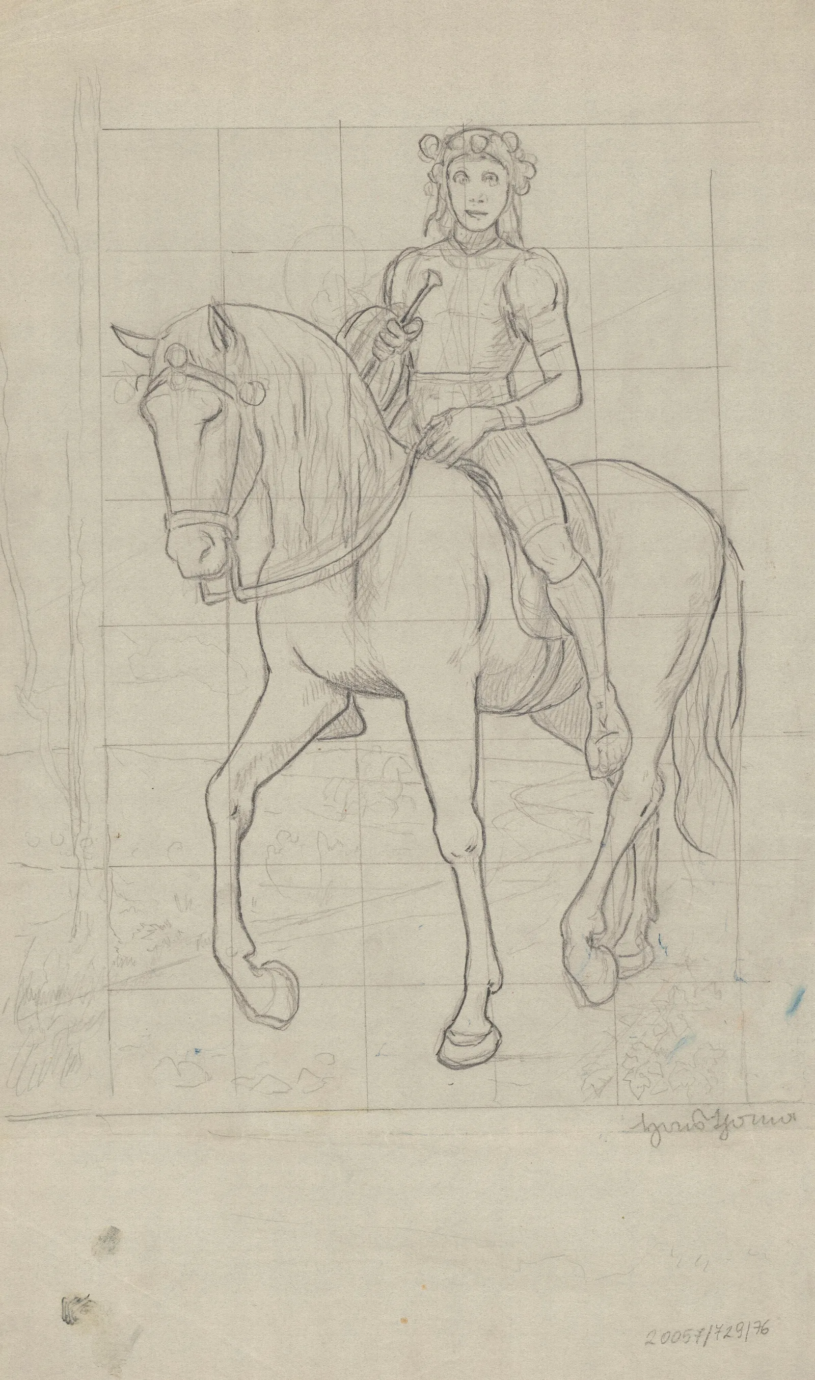 Young Man With A Wreath On His Head On Horseback Wall Art by Hans Thoma - Canvas Print