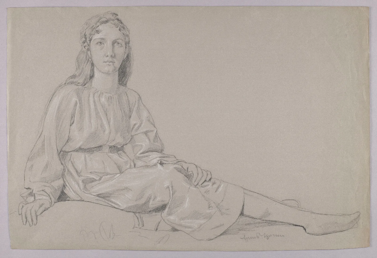 Young Woman In A Tunic Sitting On The Grass Wall Art by Hans Thoma - Canvas Print