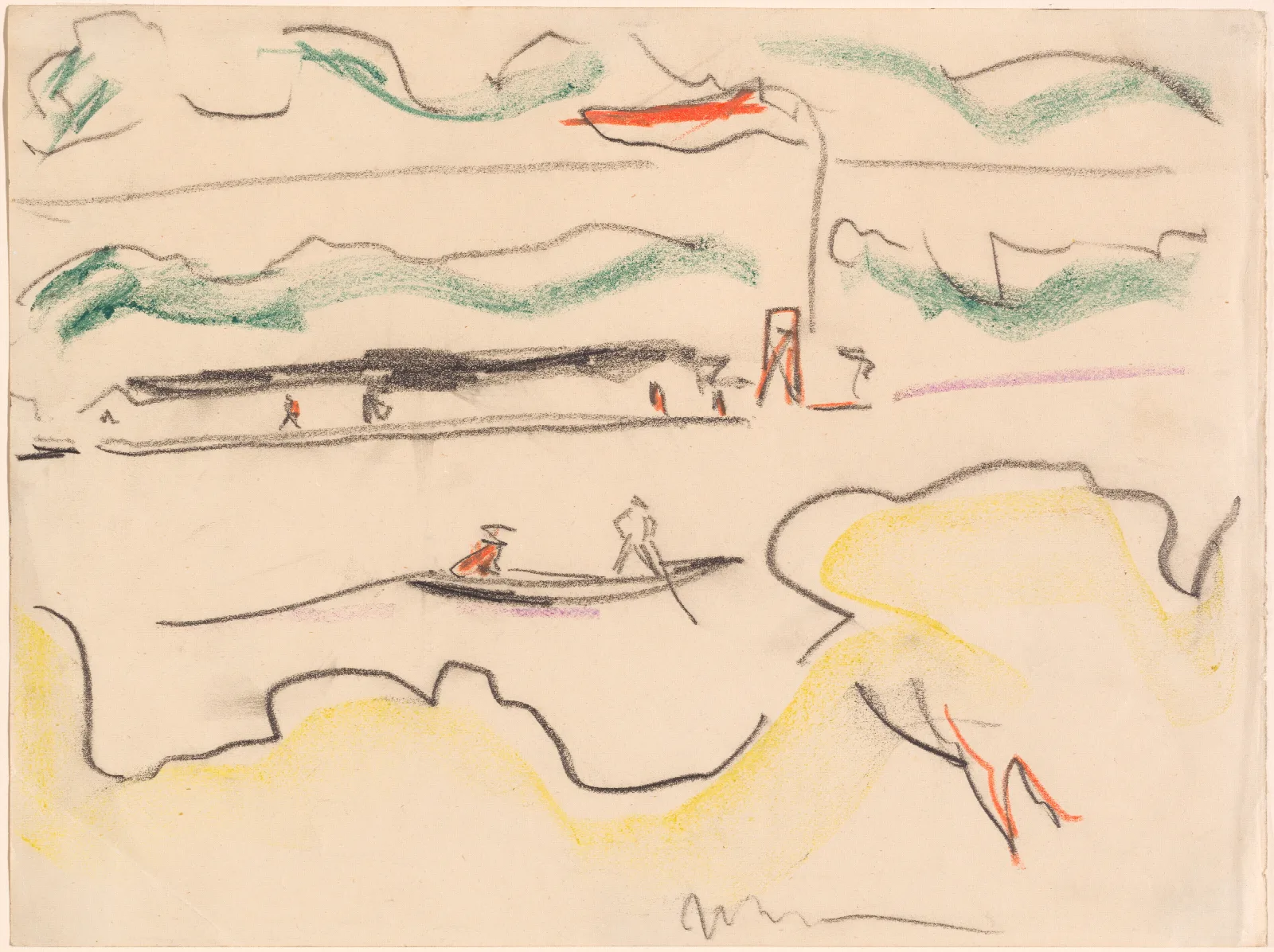 Elbe Landscape Near Dresden 2 Wall Art by Ernst Ludwig Kirchner - Canvas Print