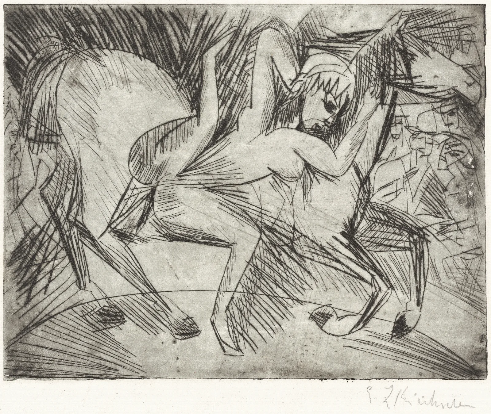 Acrobat On A Horse Voltigeuse Zu Pferd Wall Art by Ernst Ludwig Kirchner - Canvas Print