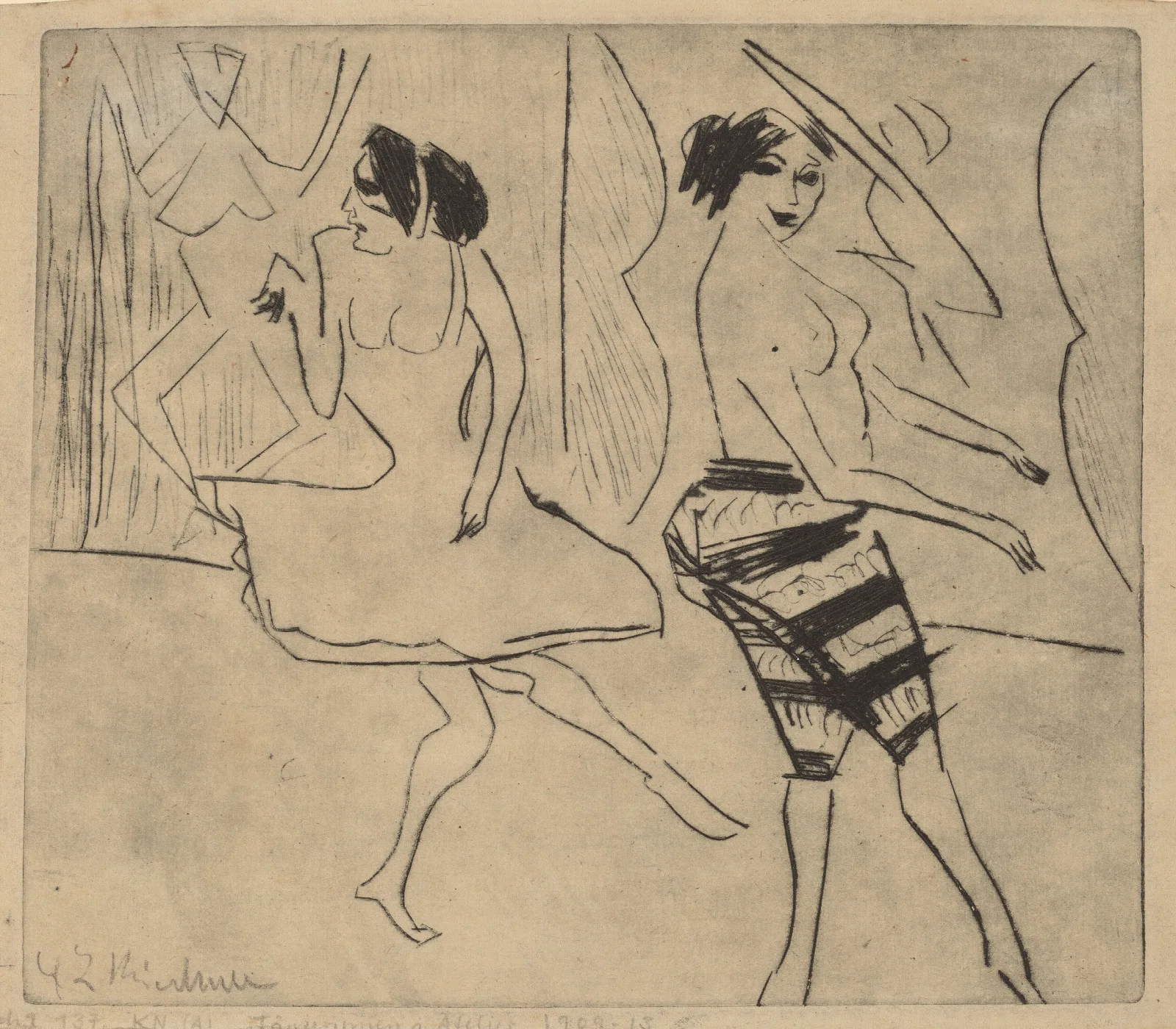 Dancers In Studio Wall Art by Ernst Ludwig Kirchner - Canvas Print