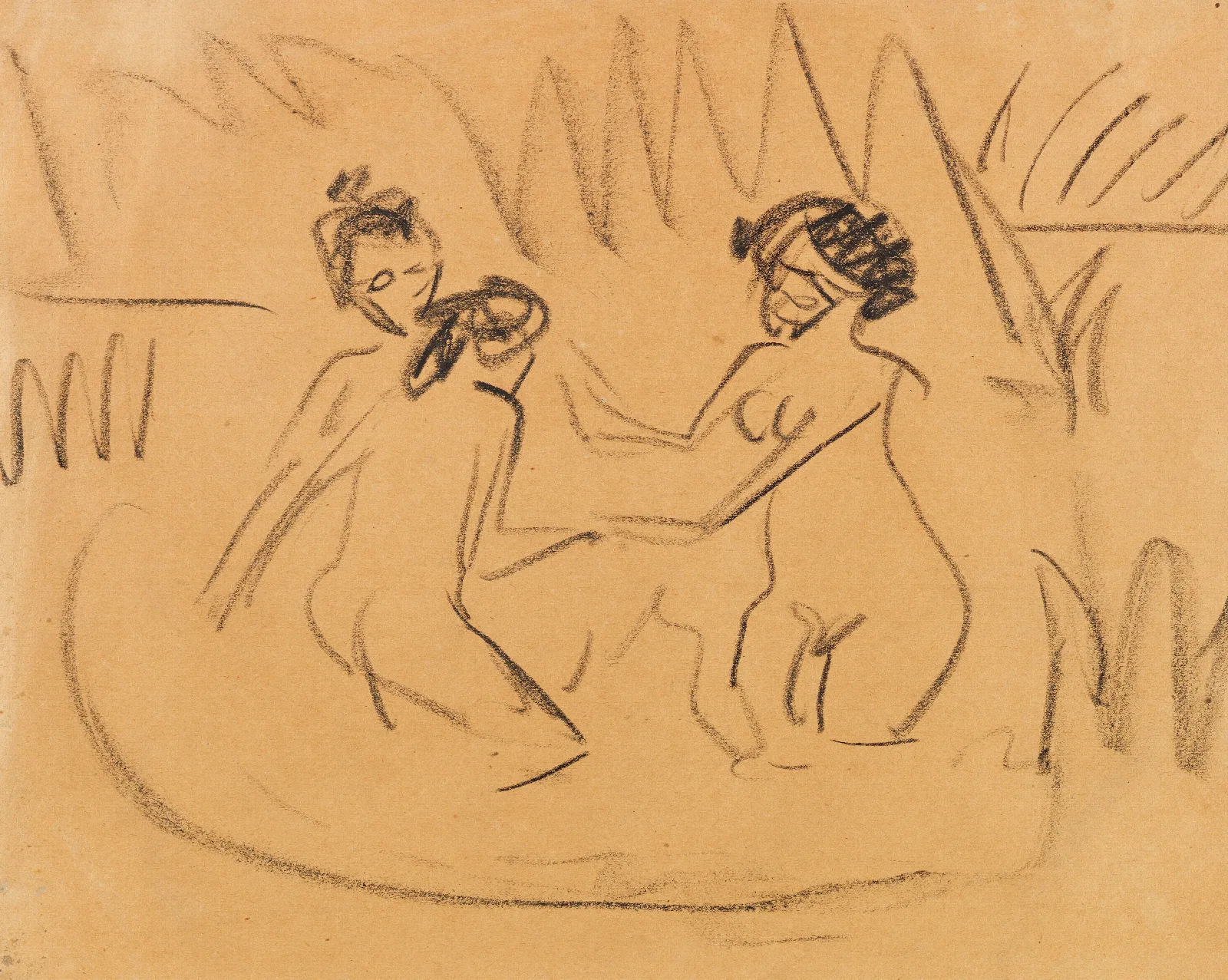 Drei Badende Akte An Den Moritzburger Seen Wall Art by Ernst Ludwig Kirchner - Canvas Print