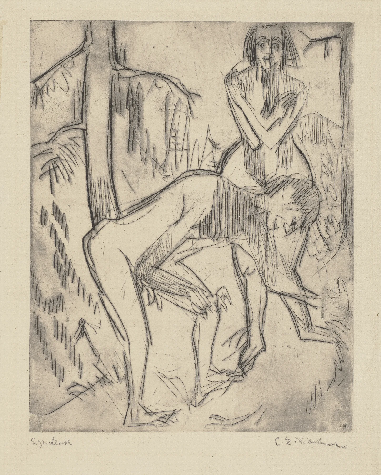 Adam Und Eva 3 Wall Art by Ernst Ludwig Kirchner - Canvas Print