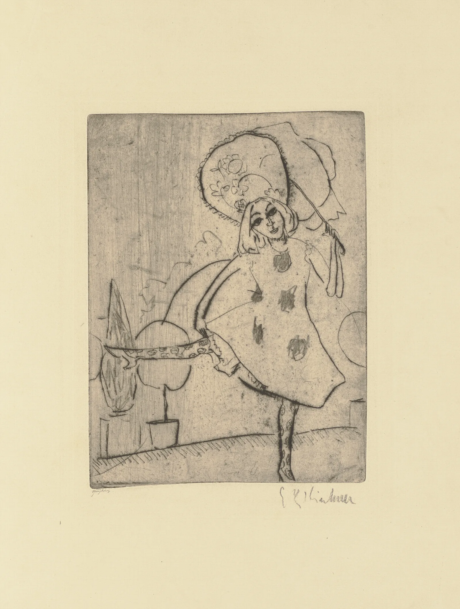 Blonde Pippa In Weisem Tanzkostum Mit Schirm Wall Art by Ernst Ludwig Kirchner - Canvas Print