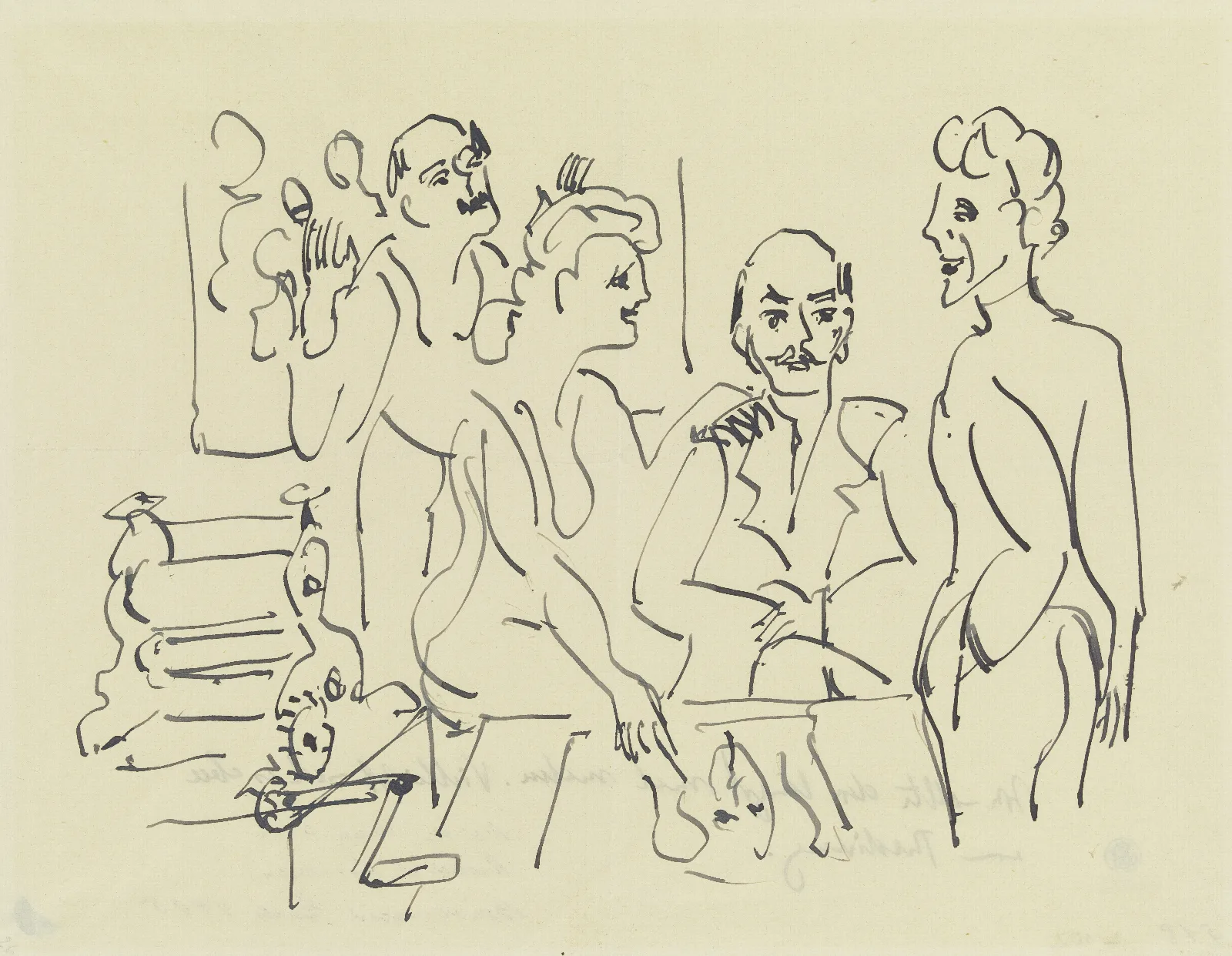 Emil Nolde Ada Nolde Erich Heckel Und Ernst Ludwig Kirchner Bei Der Vorbereitung Eines Holzschnittes Wall Art by Ernst Ludwig Kirchner - Canvas Print