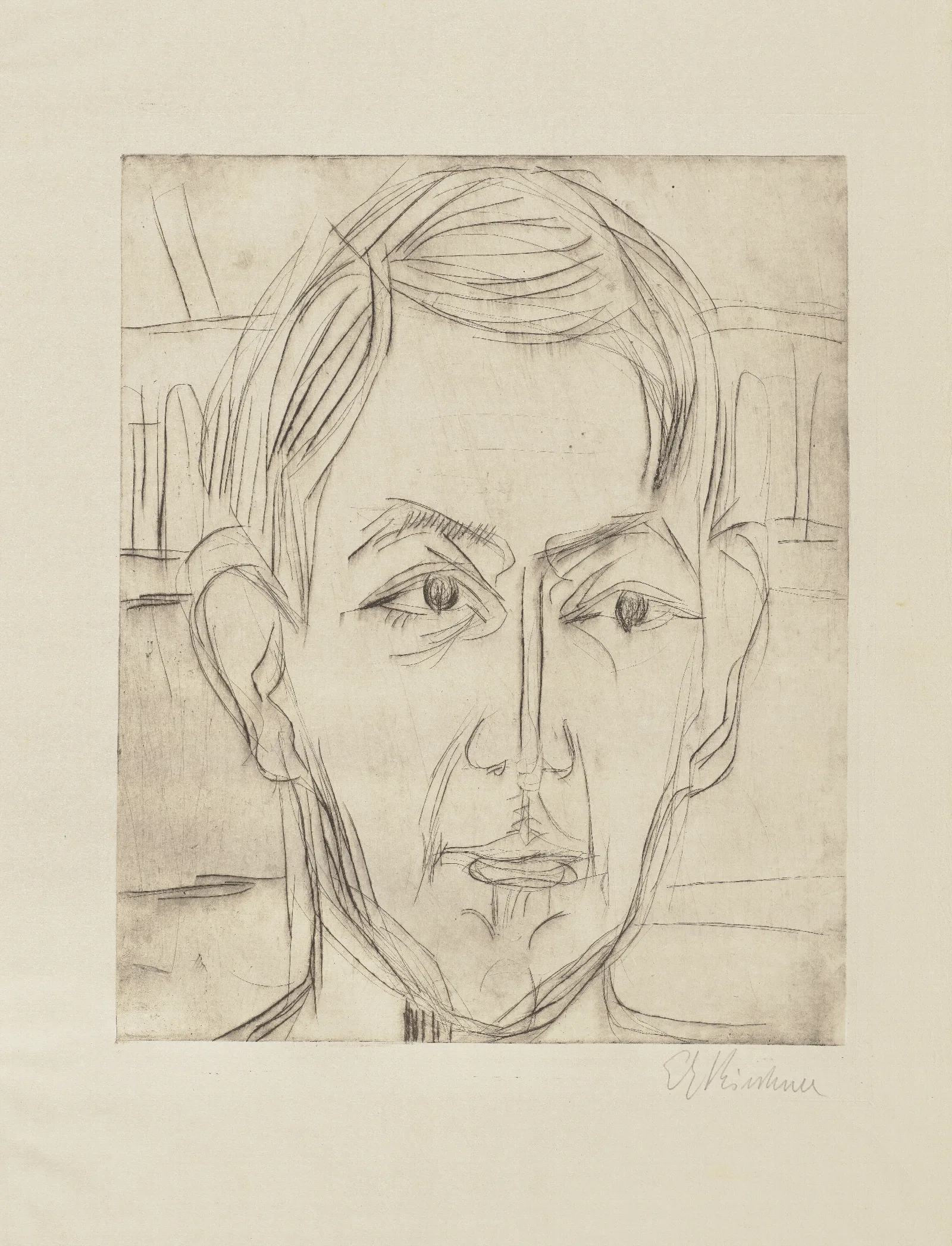 Kopf Eines Jungen Mannes Dr Hans Butow Wall Art by Ernst Ludwig Kirchner - Canvas Print