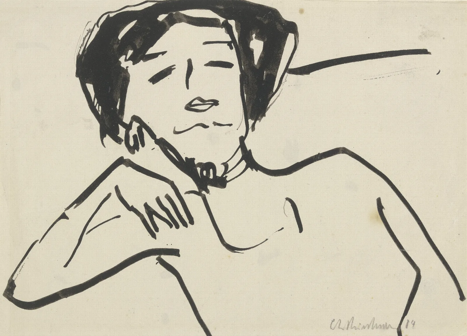 Oberkorper Einer Frau Zuruckgelehnt Wall Art by Ernst Ludwig Kirchner - Canvas Print