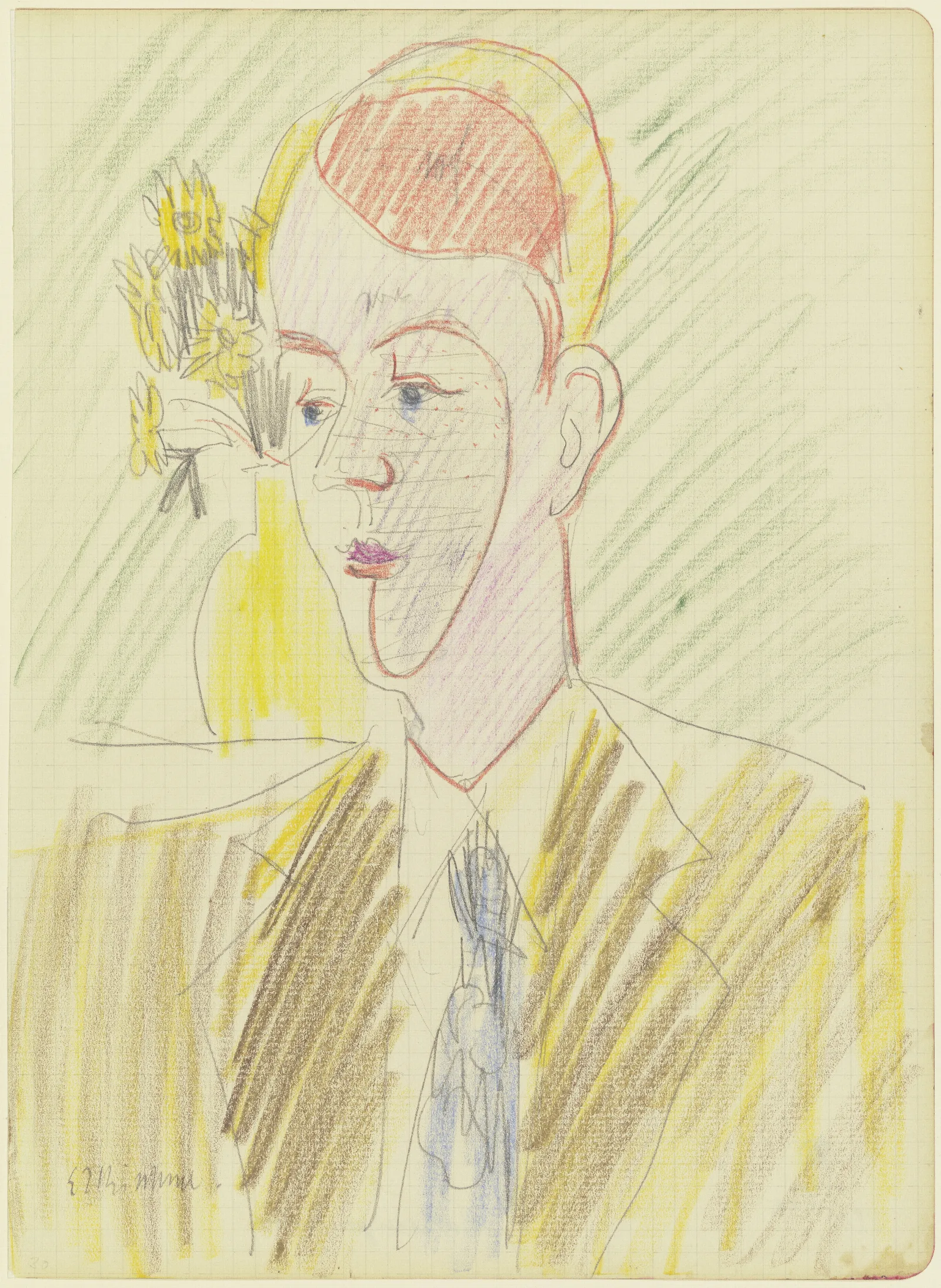 Red Haired Young Man Wall Art by Ernst Ludwig Kirchner - Canvas Print