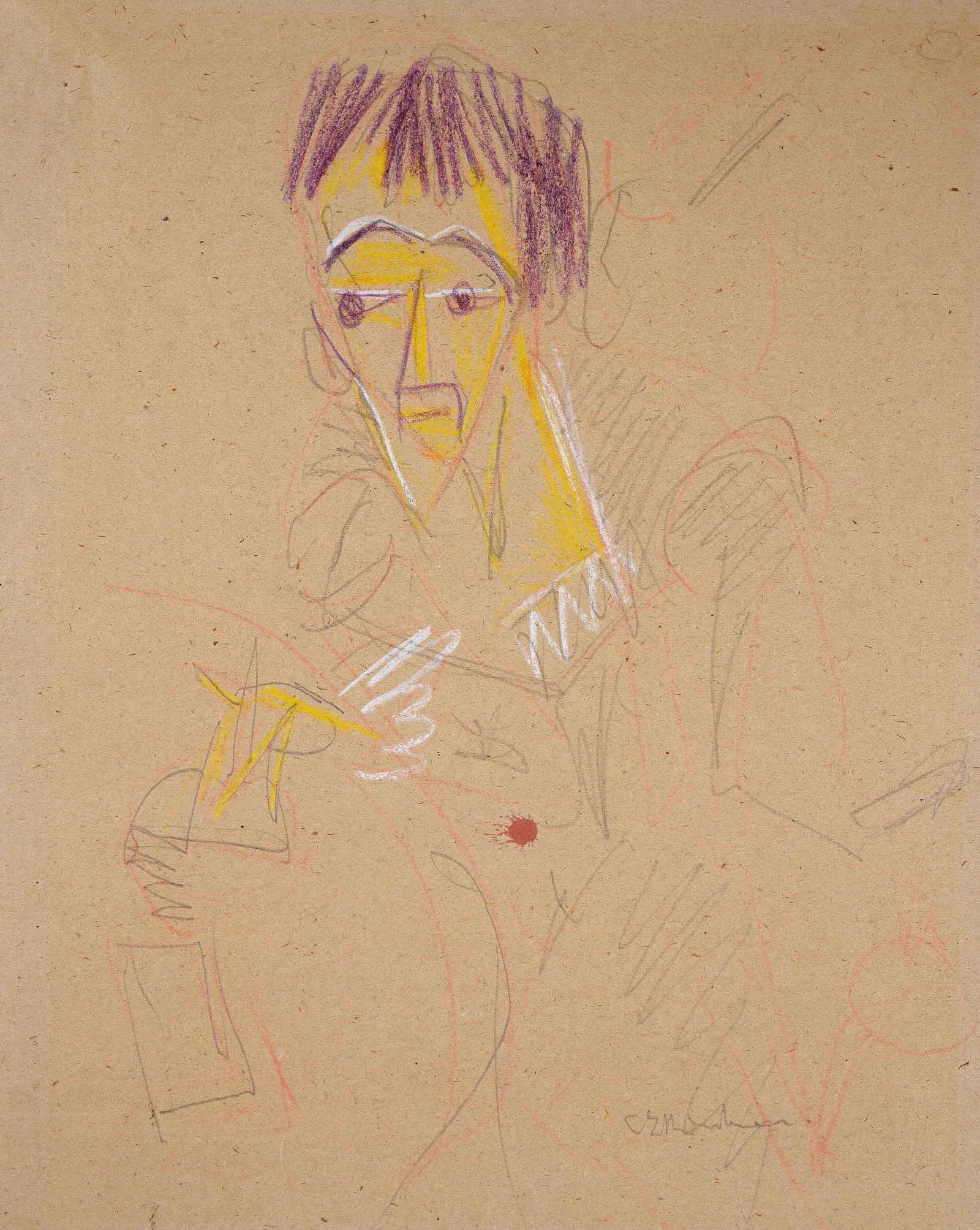 Self Portrait Drawing Wall Art by Ernst Ludwig Kirchner - Canvas Print