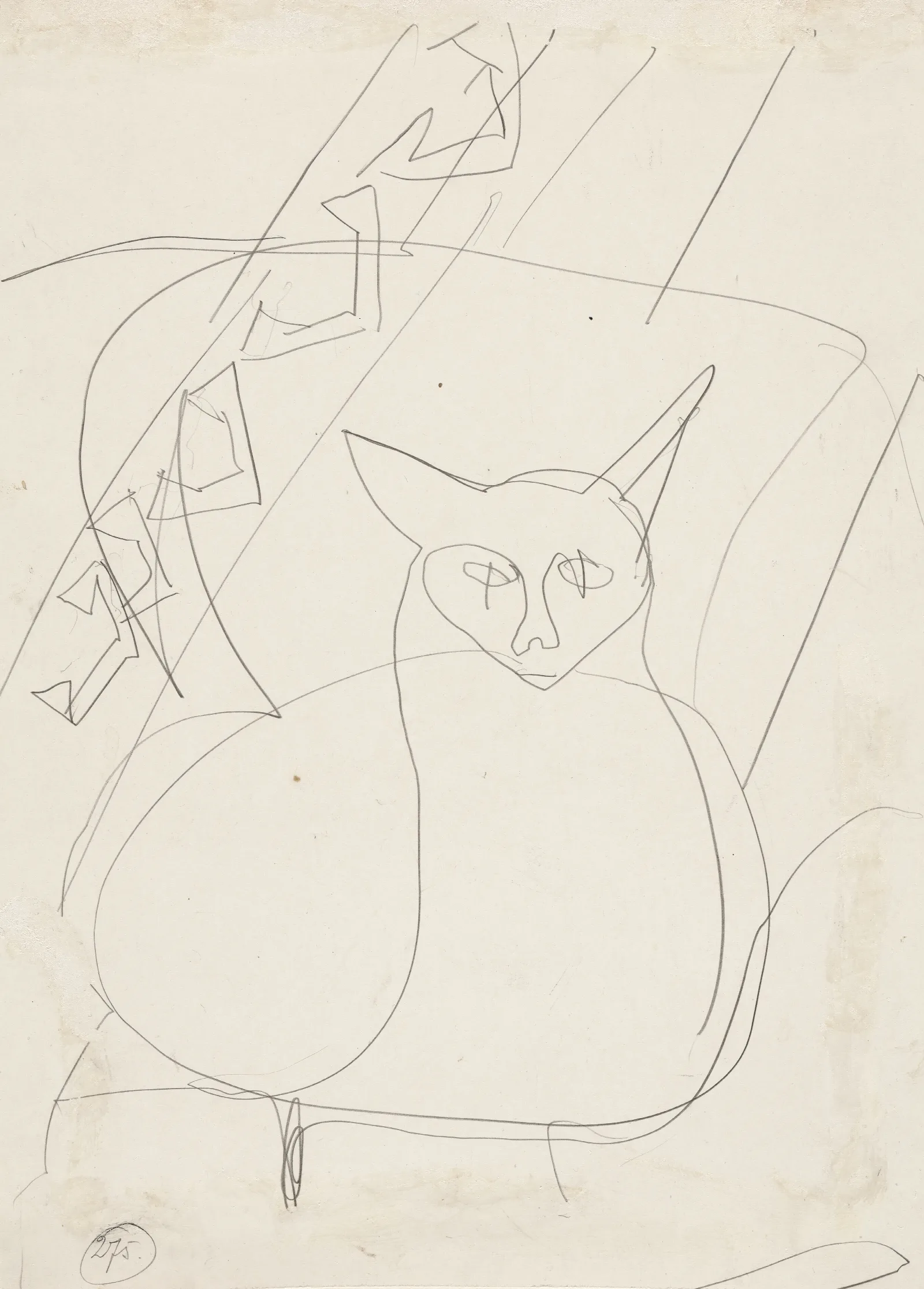 Sketch Of A Lying Cat Wall Art by Ernst Ludwig Kirchner - Canvas Print