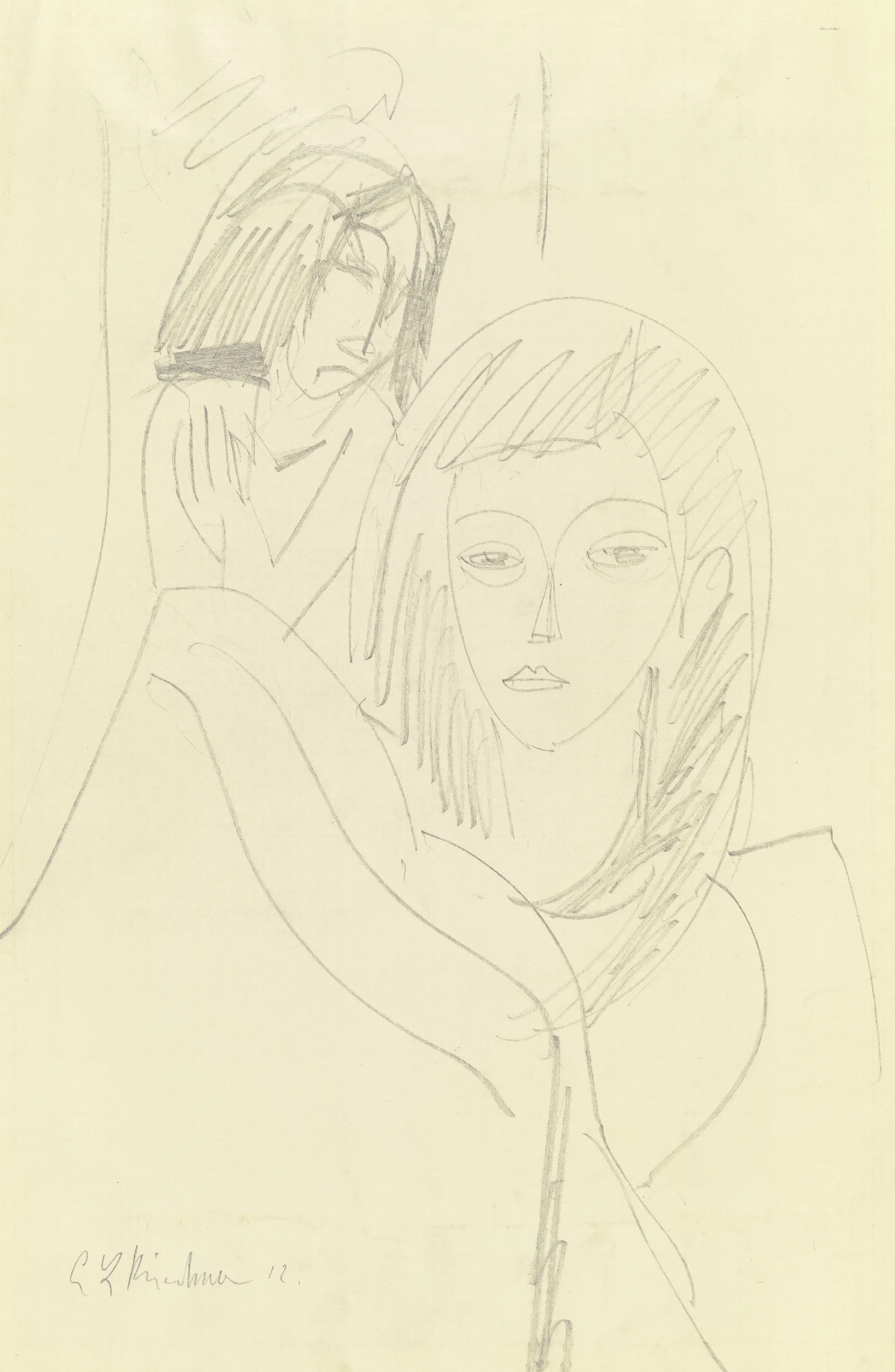 Two Girls 8 Wall Art by Ernst Ludwig Kirchner - Canvas Print