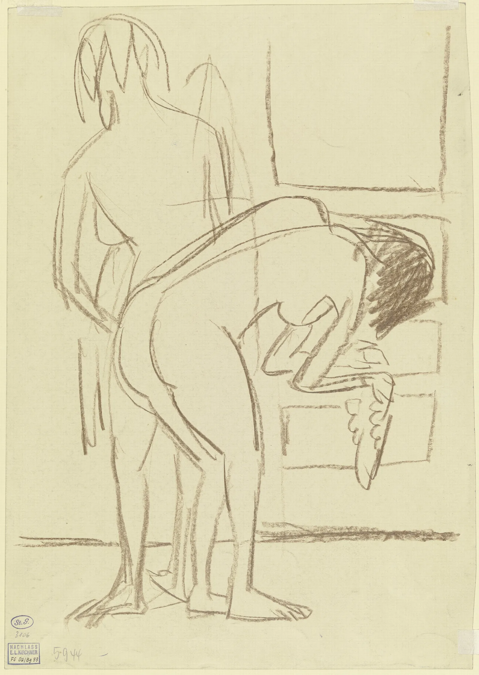 Zwei Frauen Sich Abtrocknend Wall Art by Ernst Ludwig Kirchner - Canvas Print