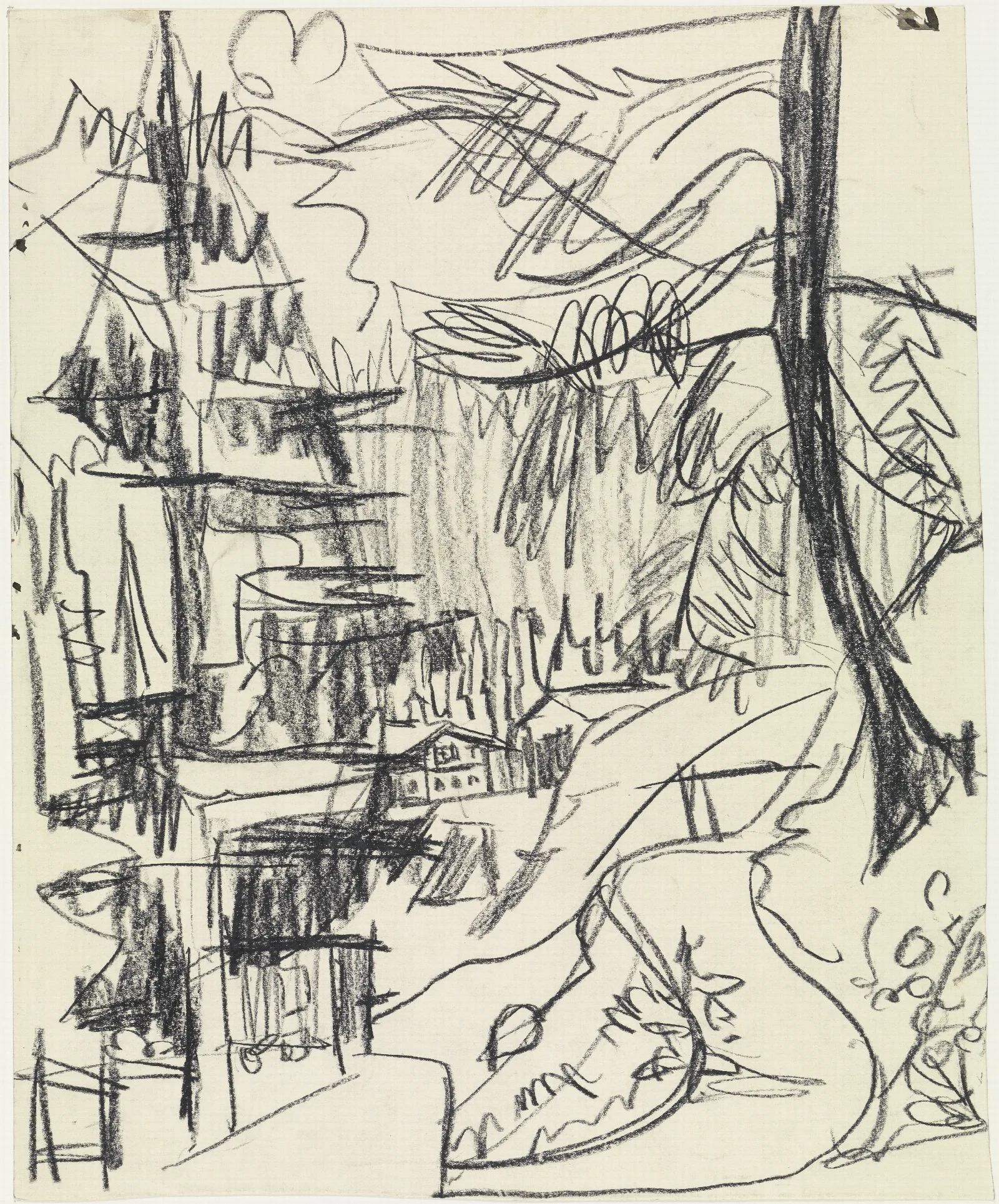 Bergwald Und Hutten Wall Art by Ernst Ludwig Kirchner - Canvas Print