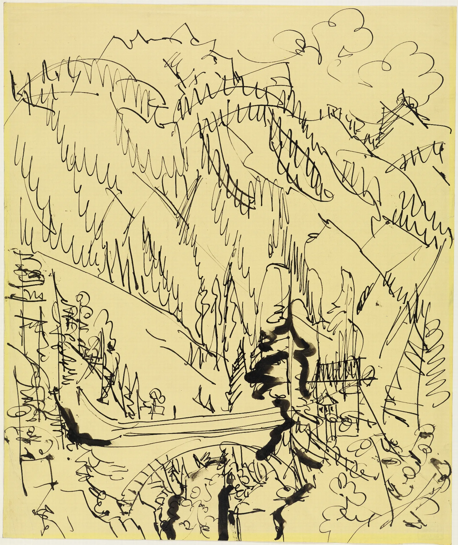 Gebirgslandschaft Mit Brucke Wall Art by Ernst Ludwig Kirchner - Canvas Print