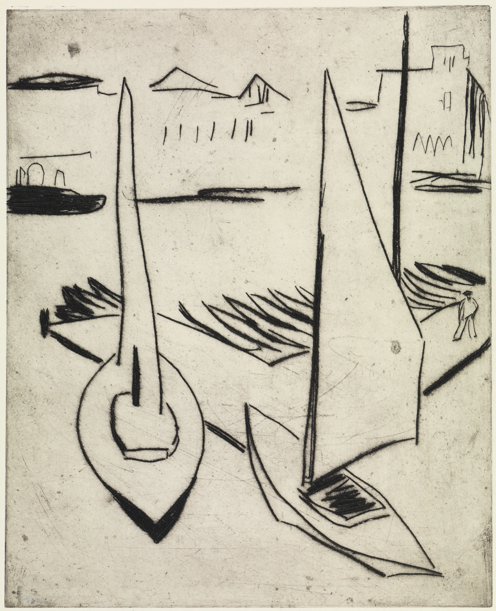 Segelboothafen An Der Alster Hamburg Wall Art by Ernst Ludwig Kirchner - Canvas Print