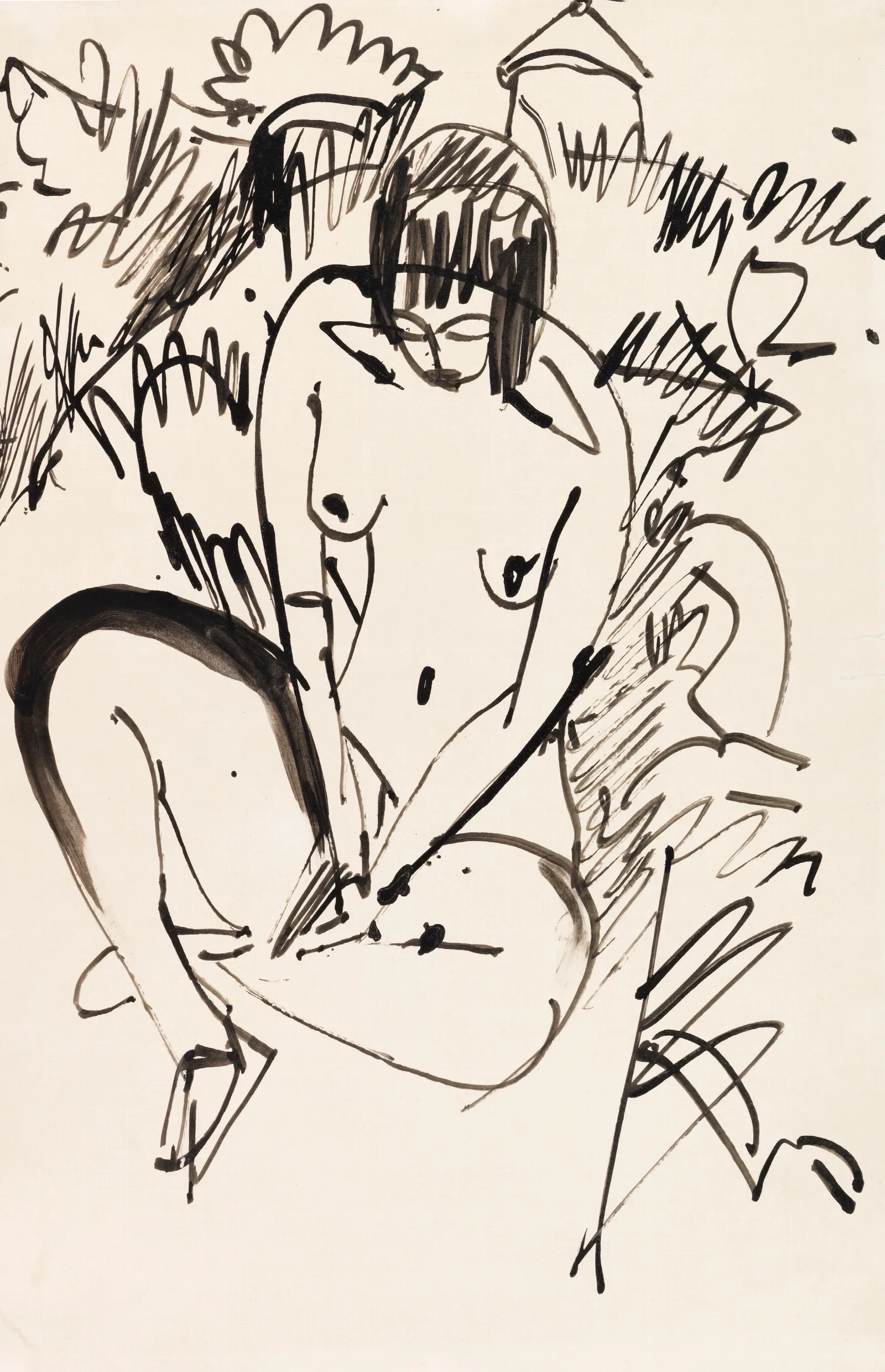 Sitzende In Dunen Fehmarn Wall Art by Ernst Ludwig Kirchner - Canvas Print