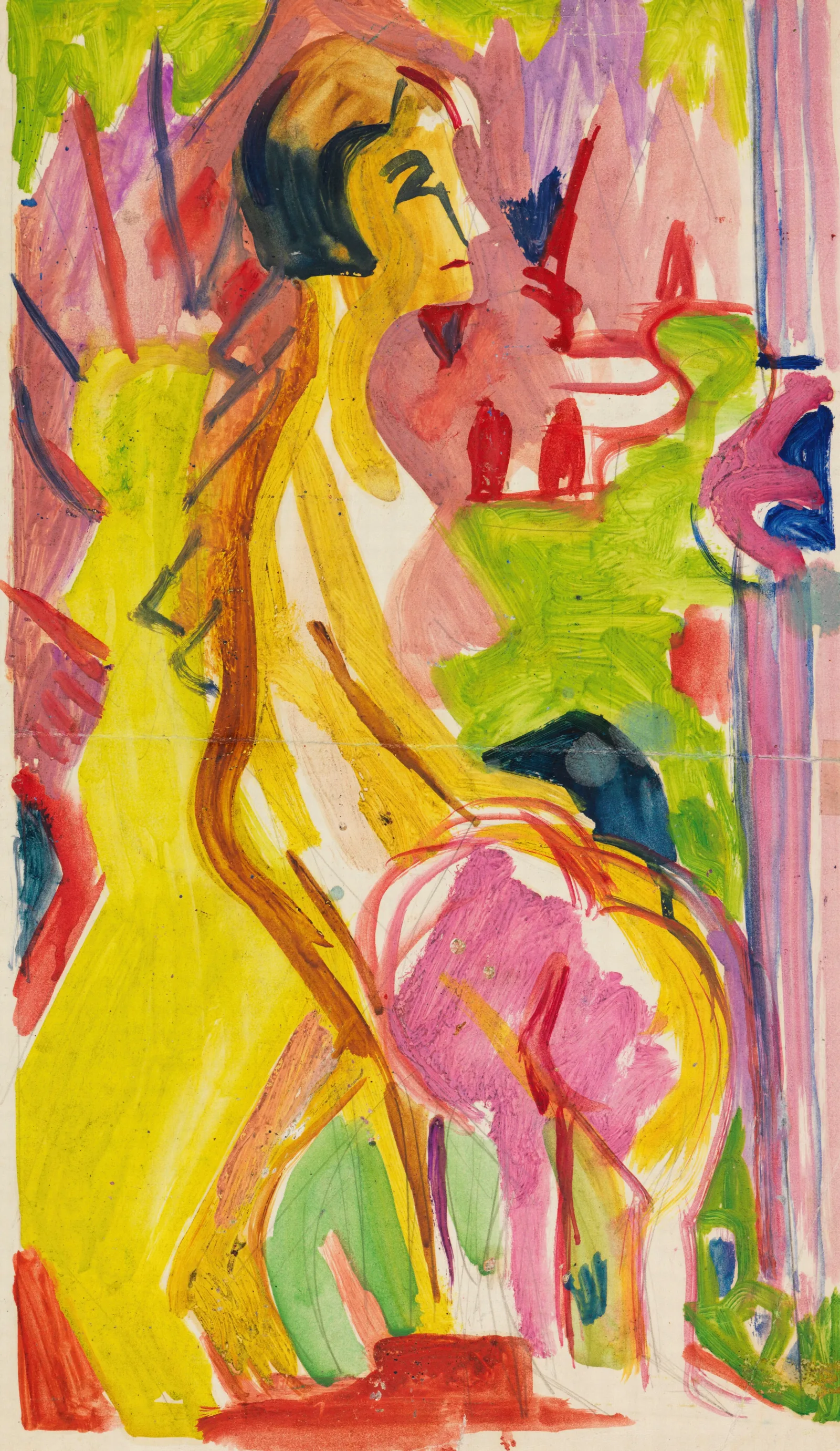 Zwei Weibliche Akte Im Raum Gerda Und Erna Schilling Wall Art by Ernst Ludwig Kirchner - Canvas Print